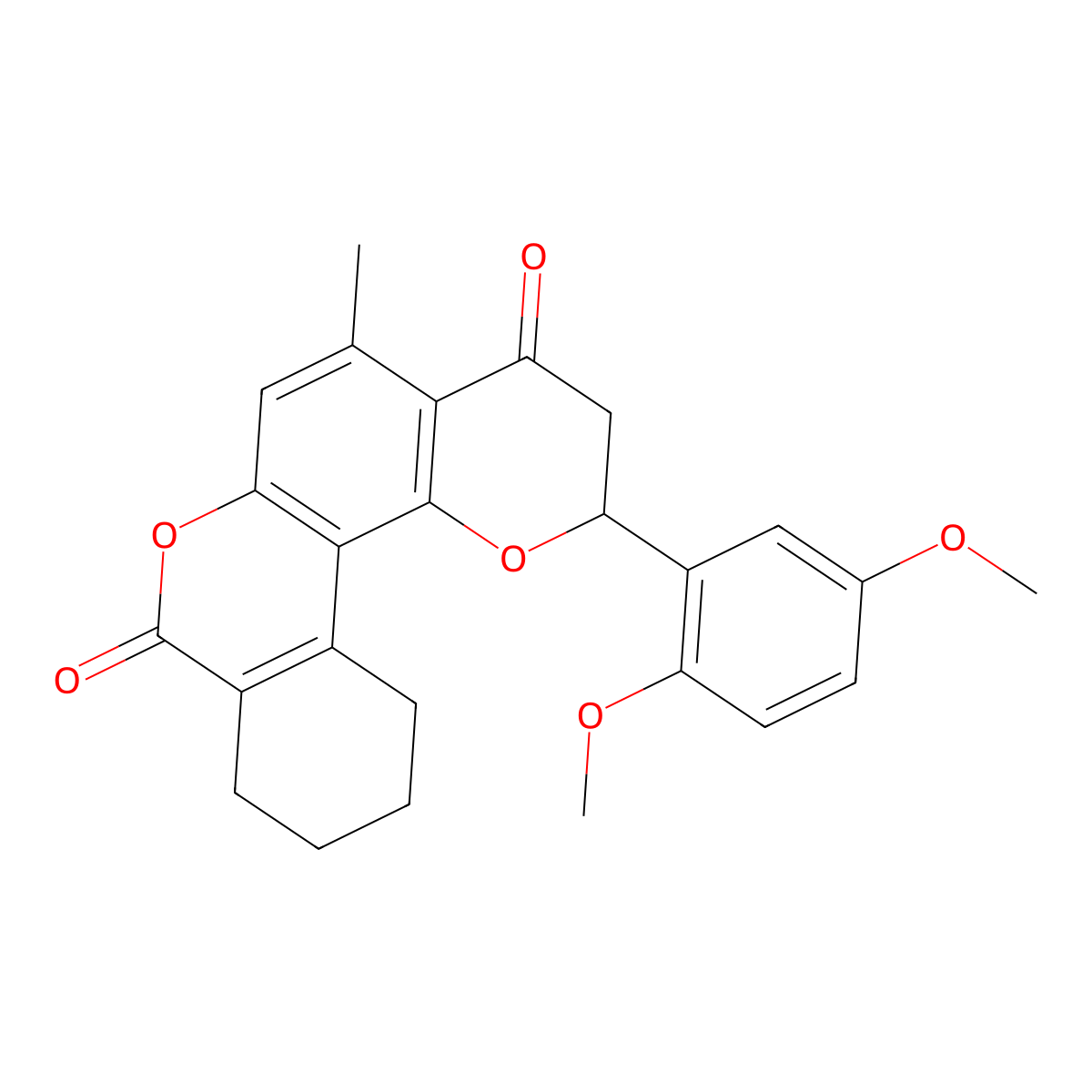 2-(2,5-dimethoxyphenyl)-5-methyl-2,3,9,10,11,12-hexahydro-4H,8H-benzo[c]pyrano[2,3-f]chromene-4,8-dione molecular structure, CAS 1010909-69-9