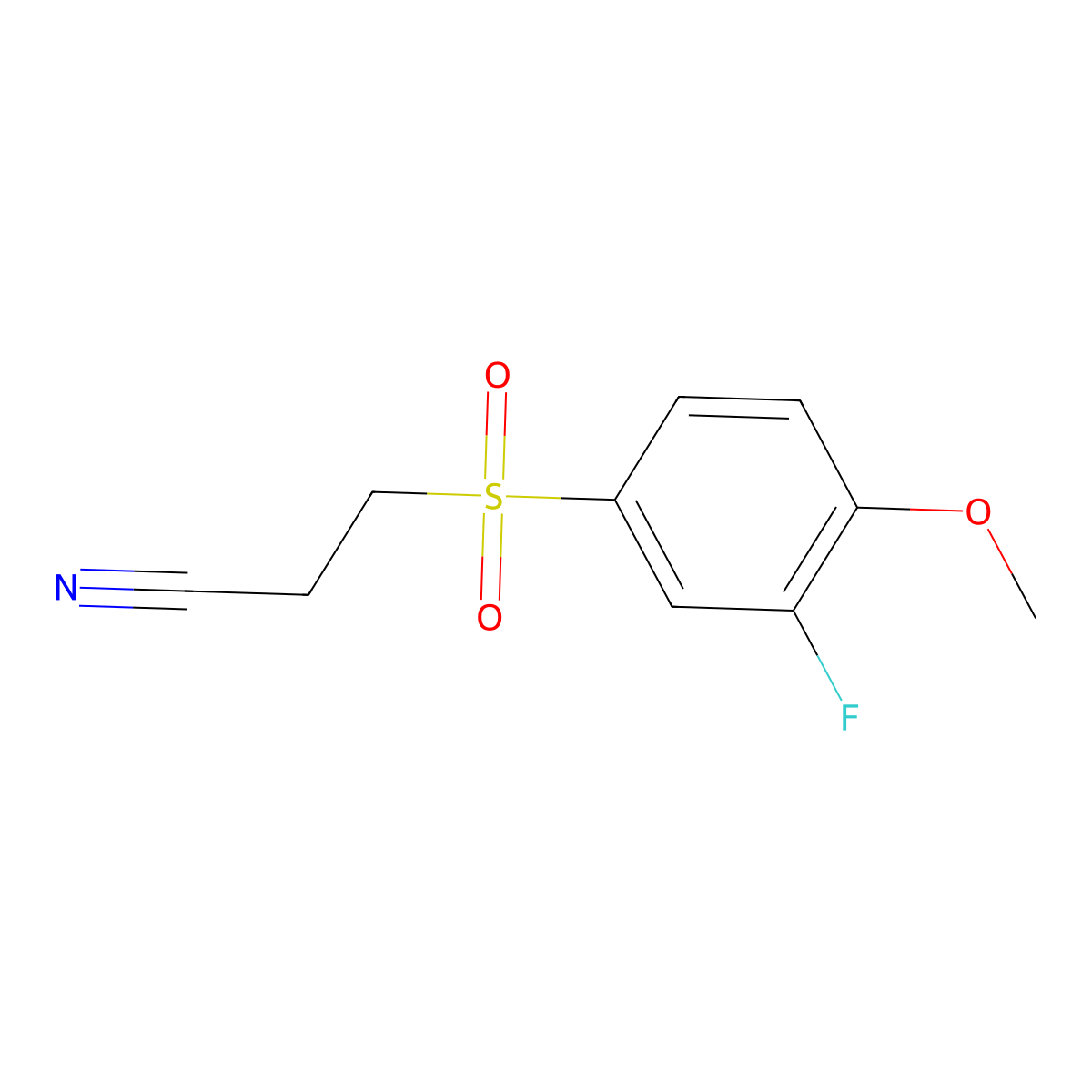 3-[(3-Fluoro-4-methoxyphenyl)sulfonyl]propanenitrile molecular structure, CAS 1010909-70-2