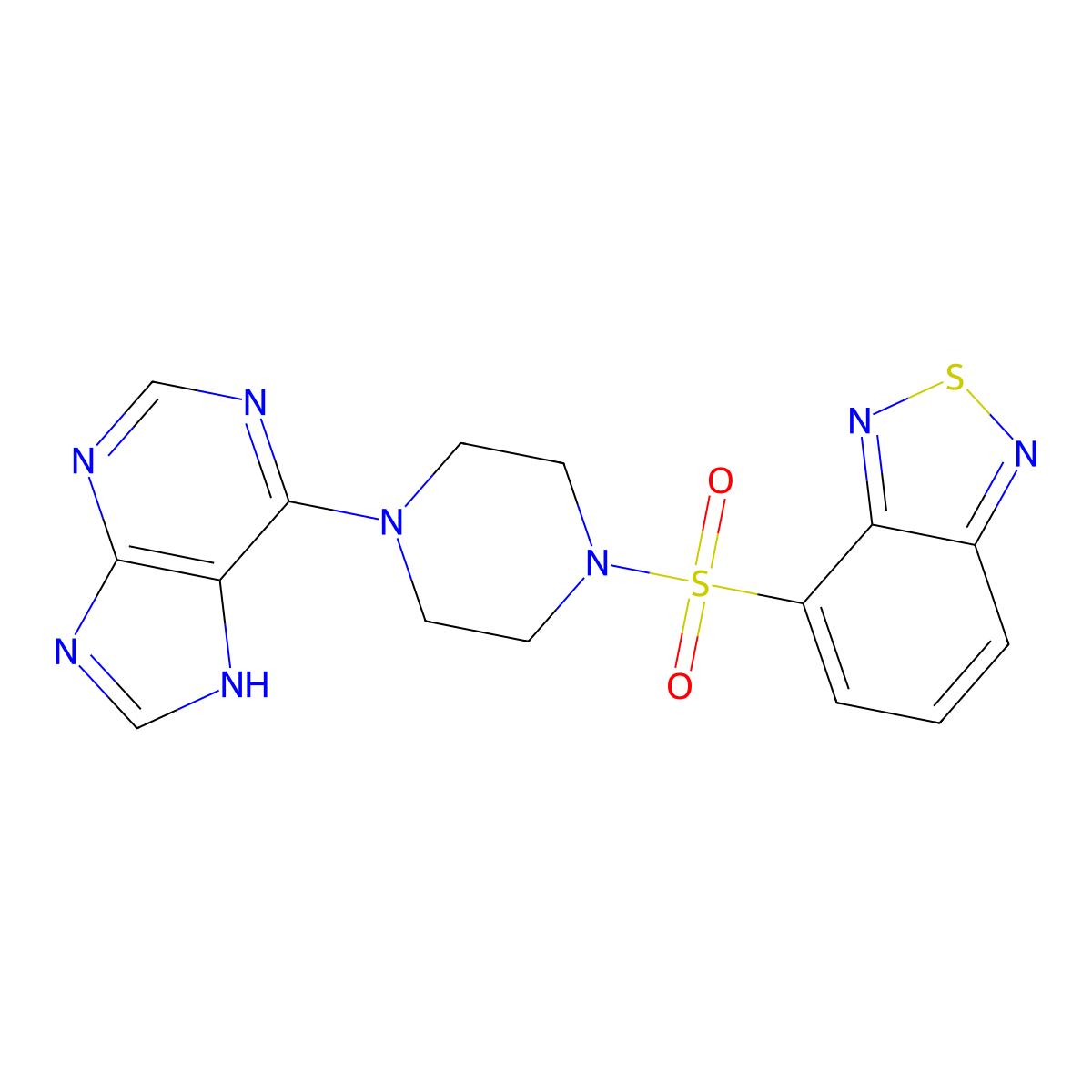 6-[4-(2,1,3-benzothiadiazol-4-ylsulfonyl)piperazin-1-yl]-7H-purine molecular structure, CAS 1010909-71-3
