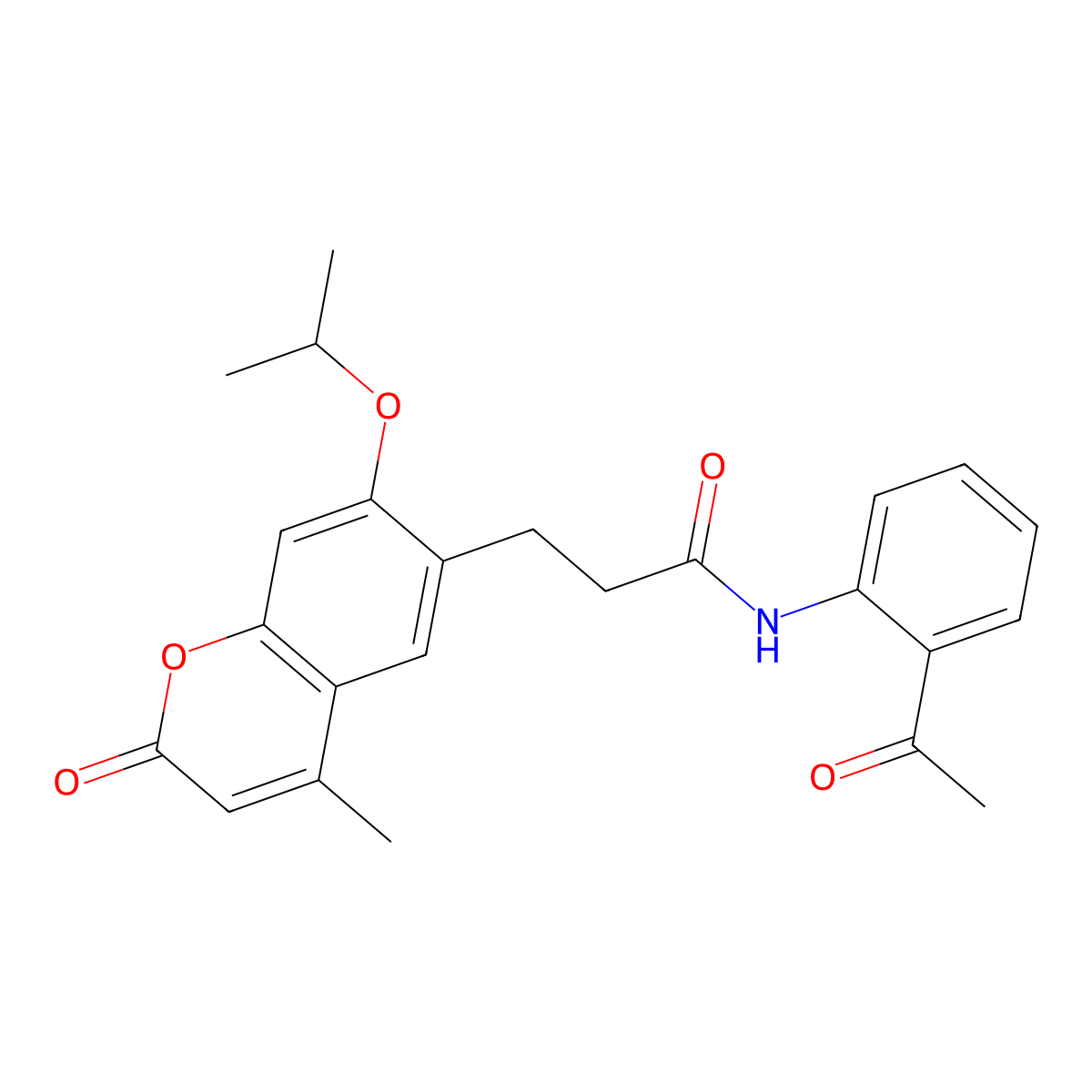 N-(2-acetylphenyl)-3-[4-methyl-2-oxo-7-(propan-2-yloxy)-2H-chromen-6-yl]propanamide molecular structure, CAS 1010909-74-6