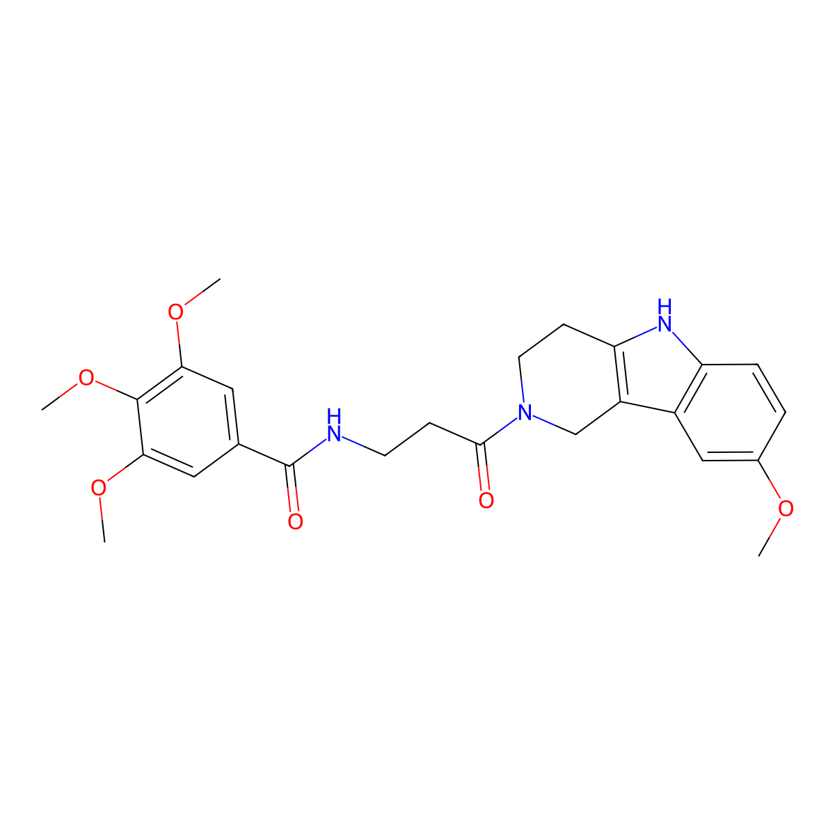 3,4,5-trimethoxy-N-[3-(8-methoxy-1,3,4,5-tetrahydro-2H-pyrido[4,3-b]indol-2-yl)-3-oxopropyl]benzamide molecular structure, CAS 1010909-78-0