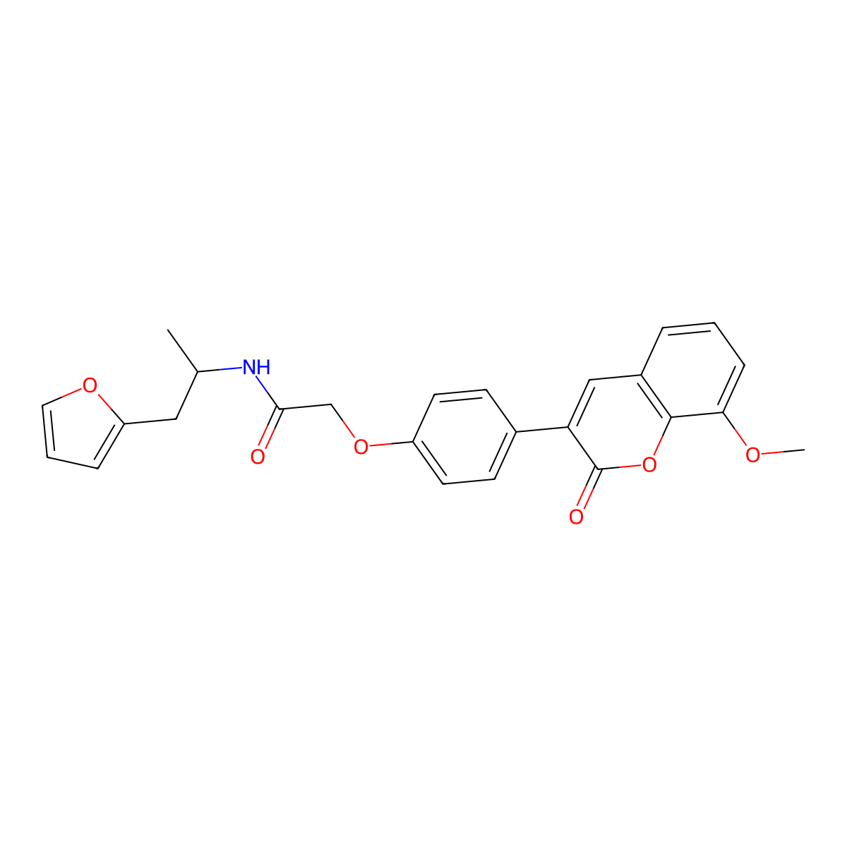 N-[2-(2-furyl)-1-methylethyl]-2-[4-(8-methoxy-2-oxo-2H-chromen-3-yl)phenoxy]acetamide molecular structure, CAS 1010909-84-8