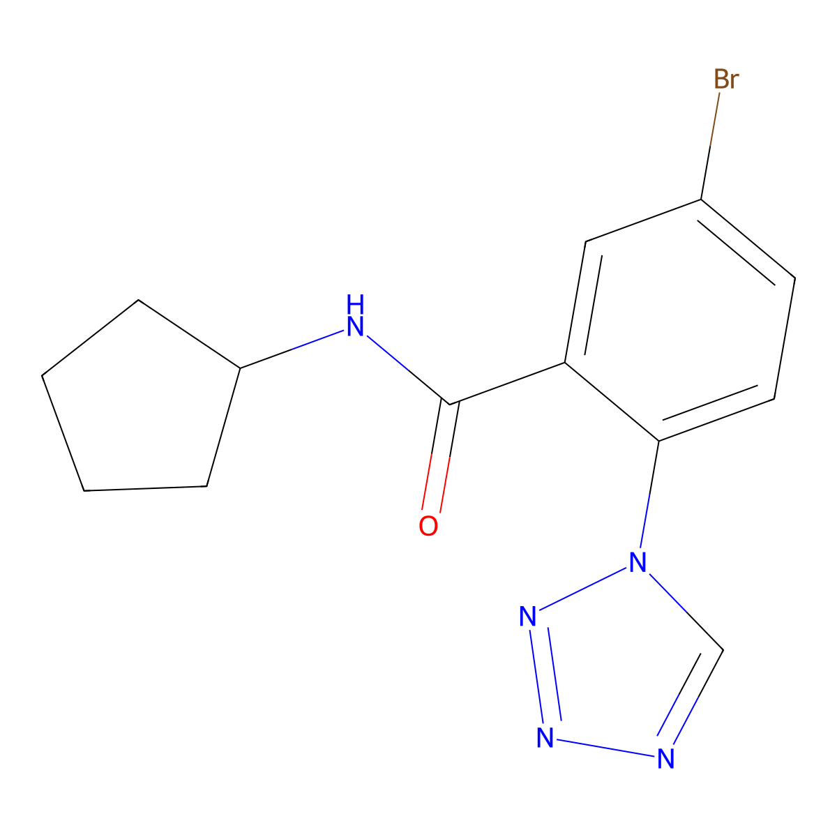 5-bromo-N-cyclopentyl-2-(1H-tetrazol-1-yl)benzamide molecular structure, CAS 1010909-89-3