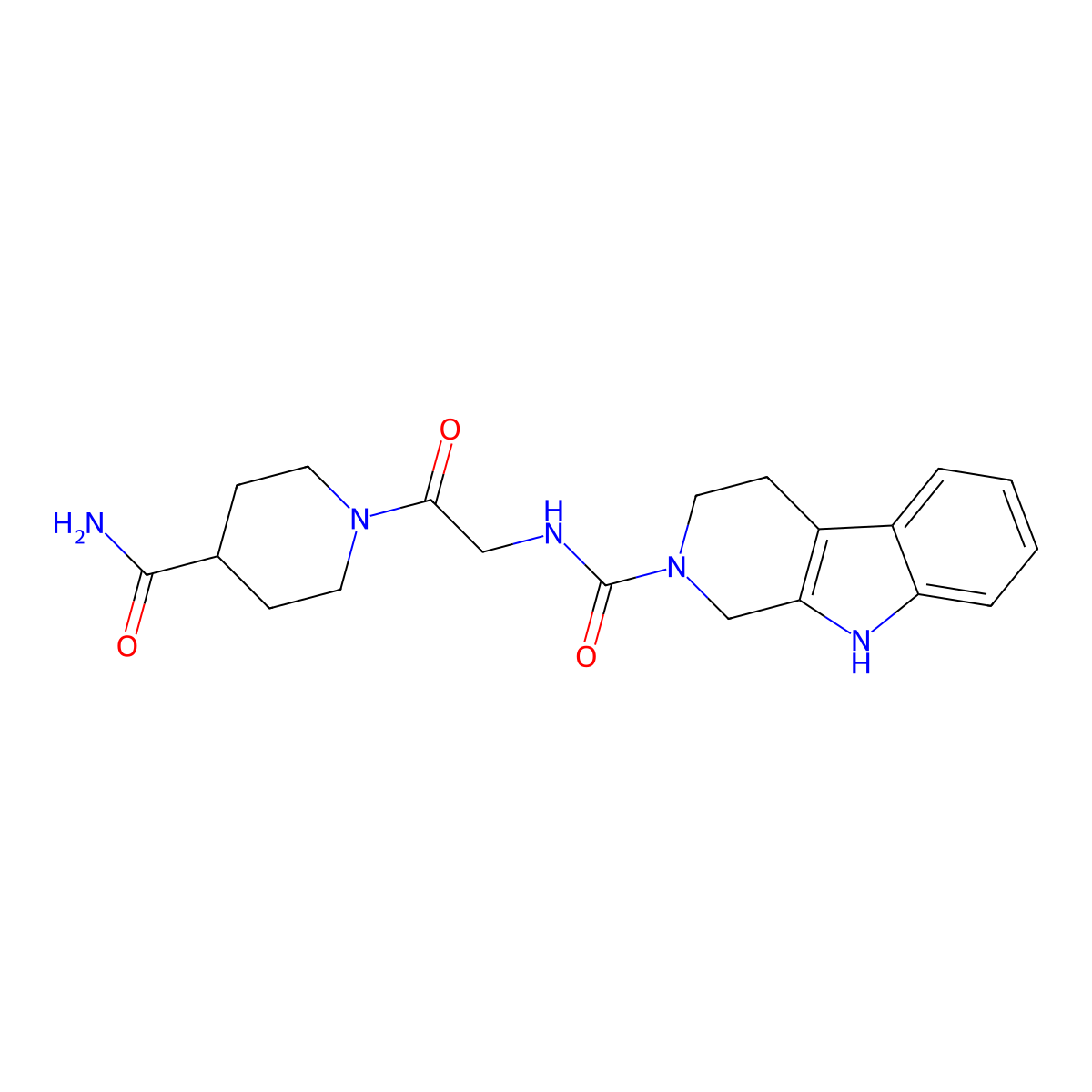 N-[2-(4-carbamoylpiperidin-1-yl)-2-oxoethyl]-1,3,4,9-tetrahydro-2H-beta-carboline-2-carboxamide molecular structure, CAS 1010910-04-9
