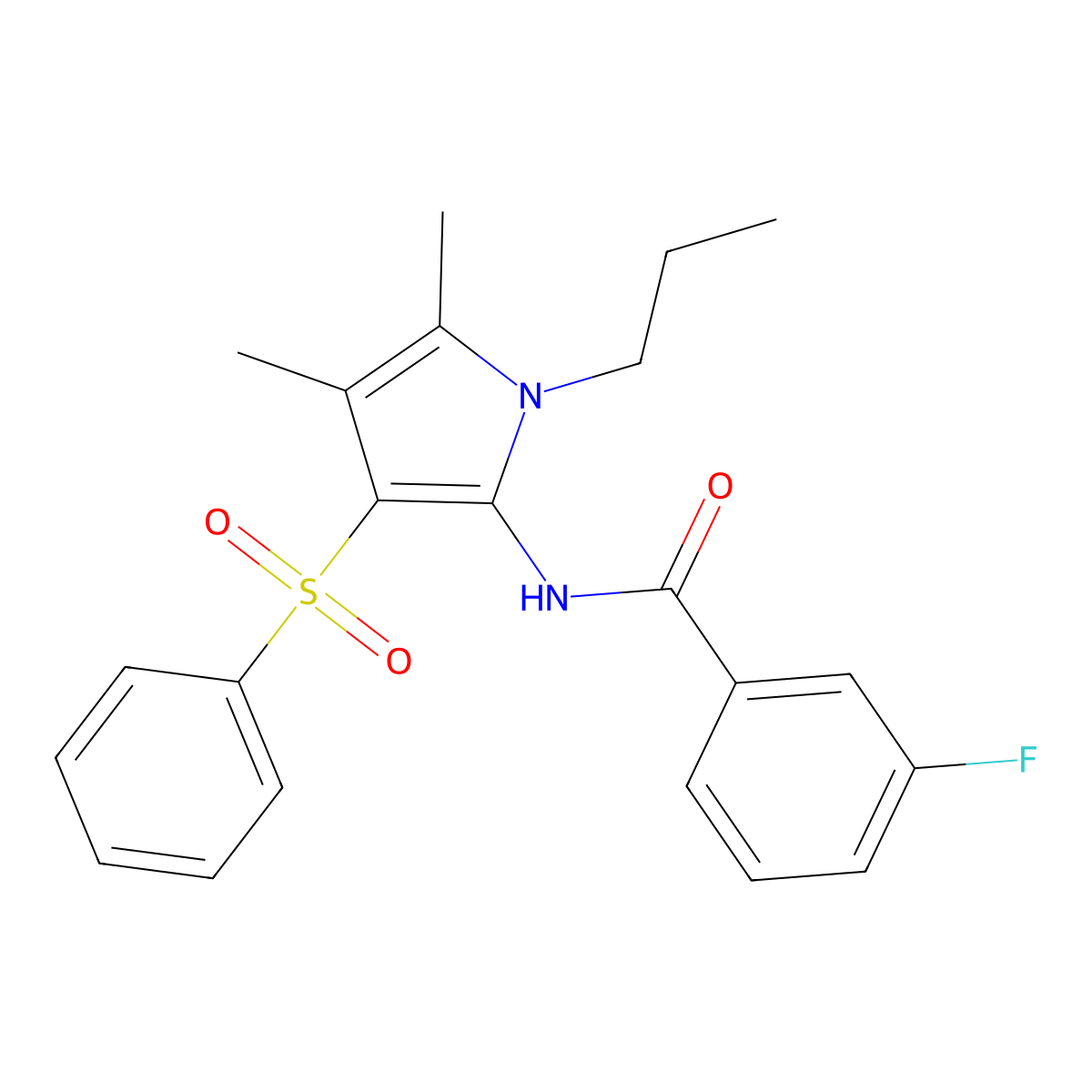 N-[4,5-dimethyl-3-(phenylsulfonyl)-1-propyl-1H-pyrrol-2-yl]-3-fluorobenzamide molecular structure, CAS 1010910-05-0