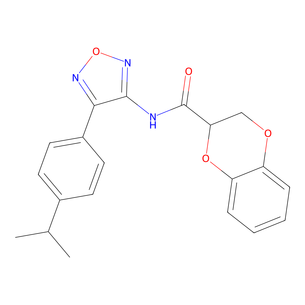 N-{4-[4-(propan-2-yl)phenyl]-1,2,5-oxadiazol-3-yl}-2,3-dihydro-1,4-benzodioxine-2-carboxamide molecular structure, CAS 1010910-22-1