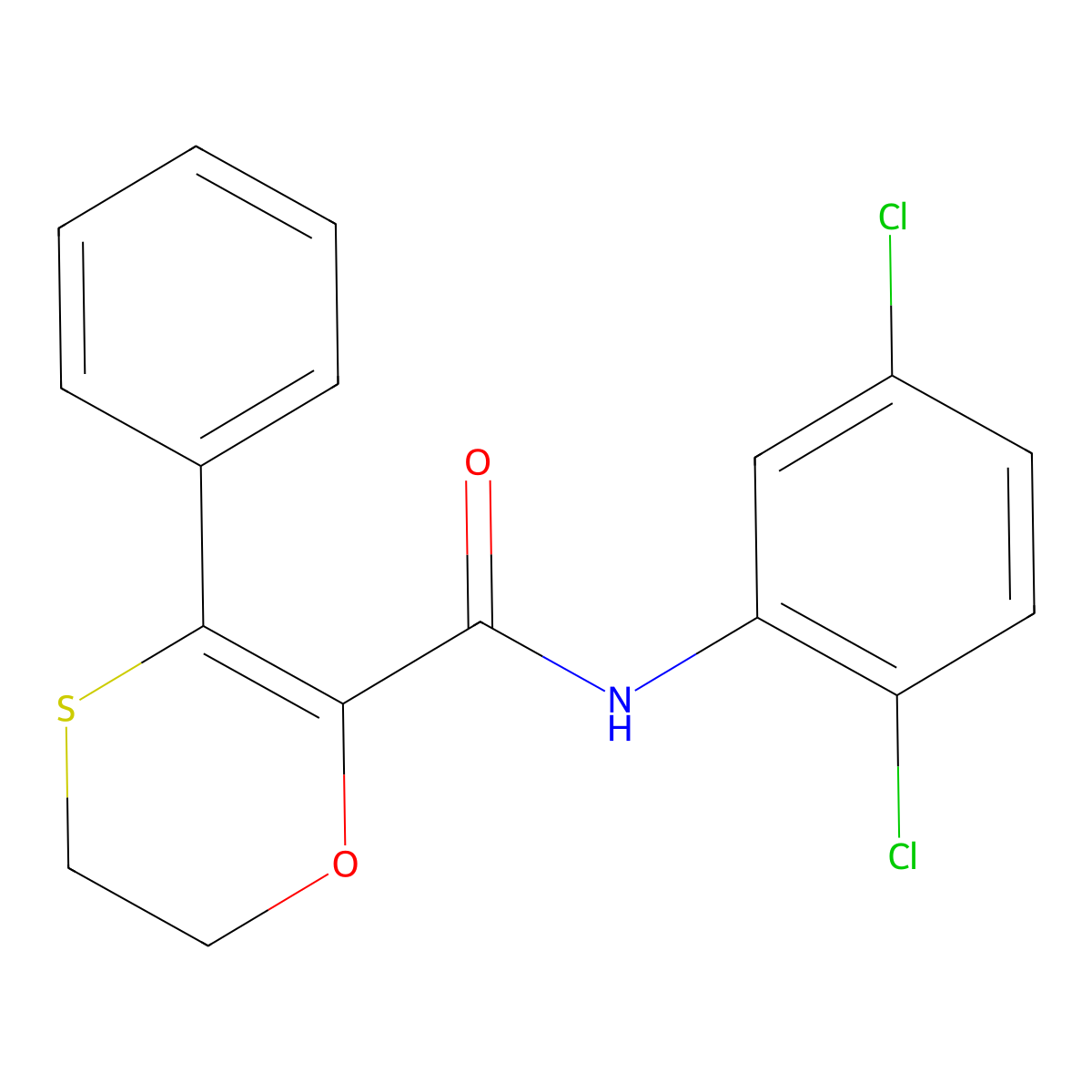 N-(2,5-dichlorophenyl)-3-phenyl-5,6-dihydro-1,4-oxathiine-2-carboxamide molecular structure, CAS 1010910-23-2