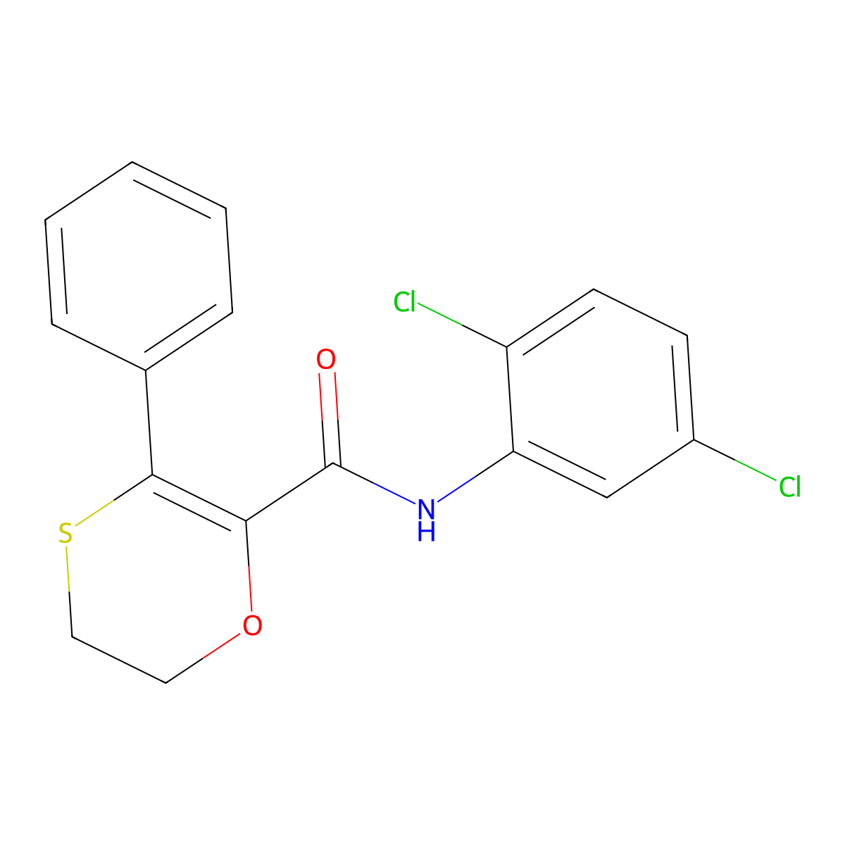 N-(2,5-dichlorophenyl)-3-phenyl-5,6-dihydro-1,4-oxathiine-2-carboxamide molecular structure, CAS 1010910-23-2