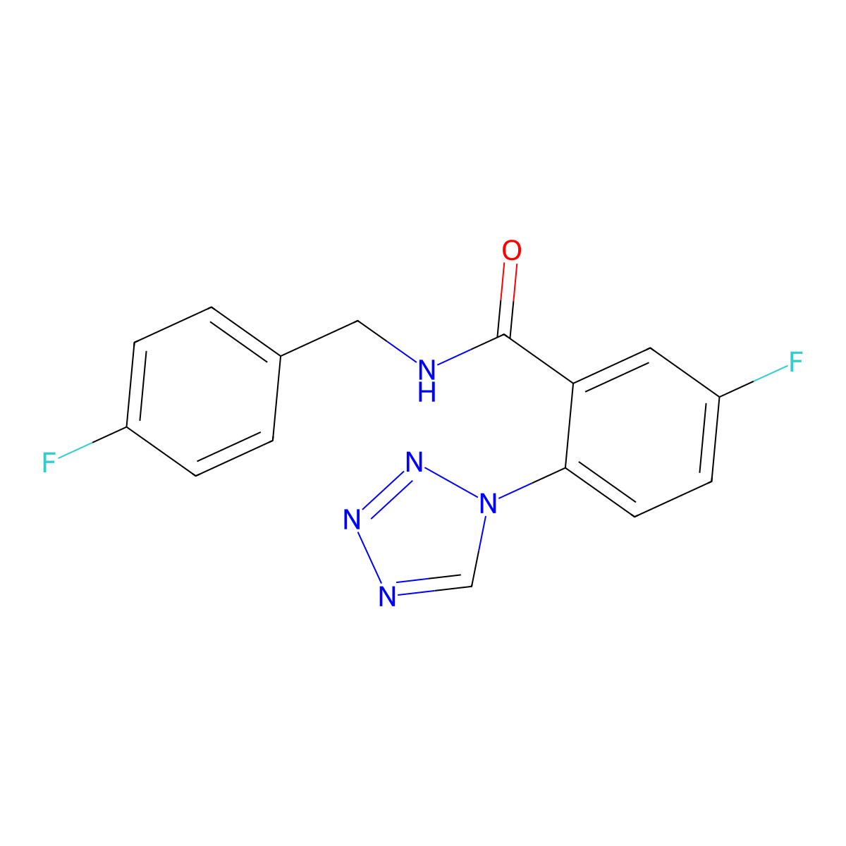 5-fluoro-N-(4-fluorobenzyl)-2-(1H-tetrazol-1-yl)benzamide molecular structure, CAS 1010910-38-9