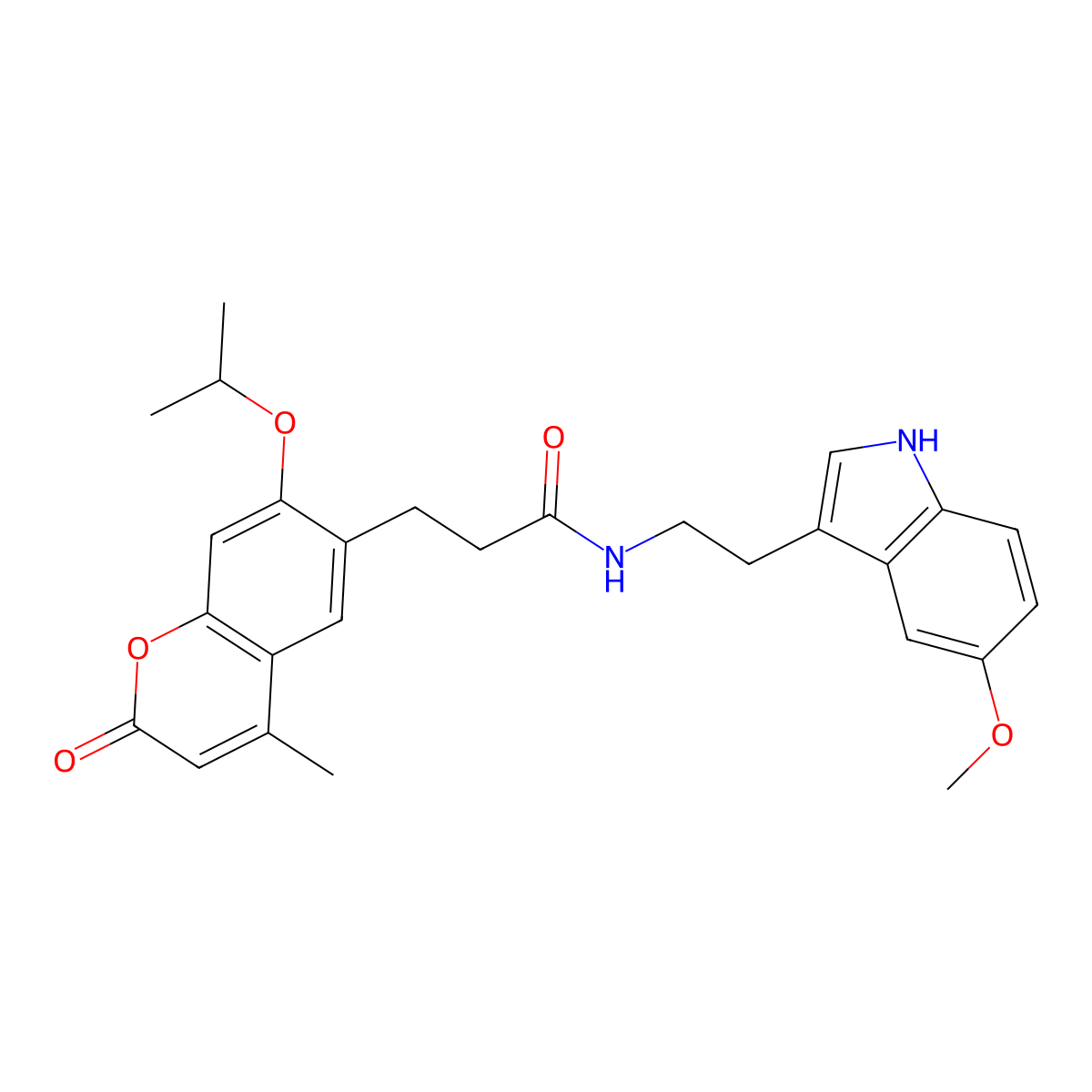 N-[2-(5-methoxy-1H-indol-3-yl)ethyl]-3-[4-methyl-2-oxo-7-(propan-2-yloxy)-2H-chromen-6-yl]propanamide molecular structure, CAS 1010910-40-3