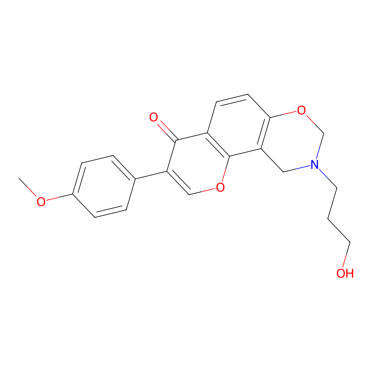 9-(3-hydroxypropyl)-3-(4-methoxyphenyl)-9,10-dihydrochromeno[8,7-e][1,3]oxazin-4(8H)-one molecular structure, CAS 1010910-41-4