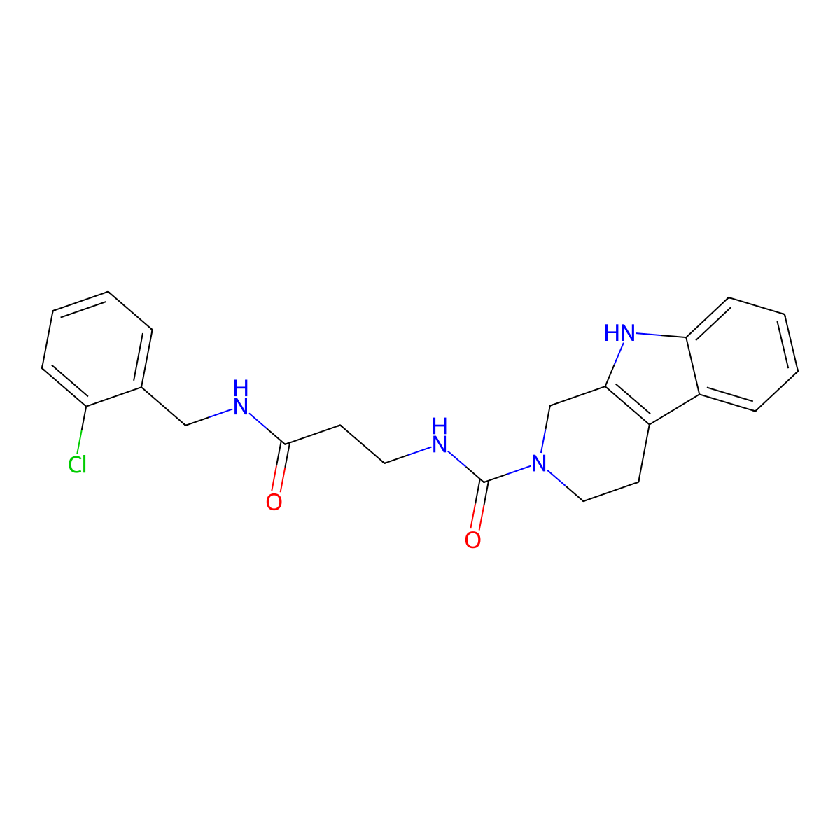 N-{3-[(2-chlorobenzyl)amino]-3-oxopropyl}-1,3,4,9-tetrahydro-2H-beta-carboline-2-carboxamide molecular structure, CAS 1010910-54-9