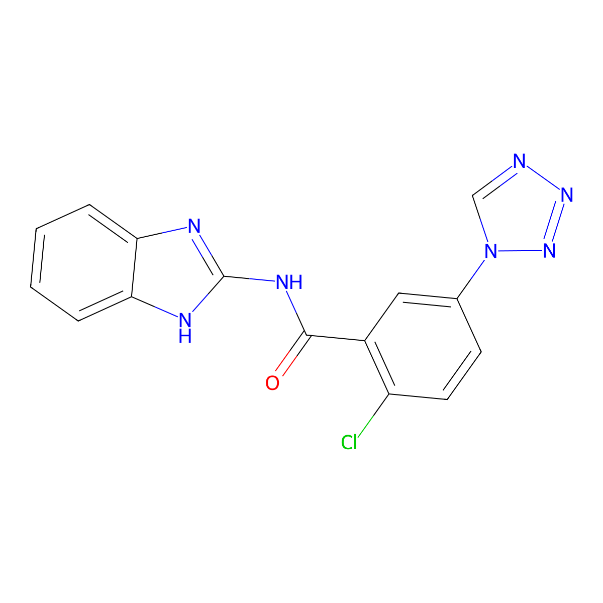 2-chloro-N-(1,3-dihydro-2H-benzimidazol-2-ylidene)-5-(1H-tetrazol-1-yl)benzamide molecular structure, CAS 1010910-76-5