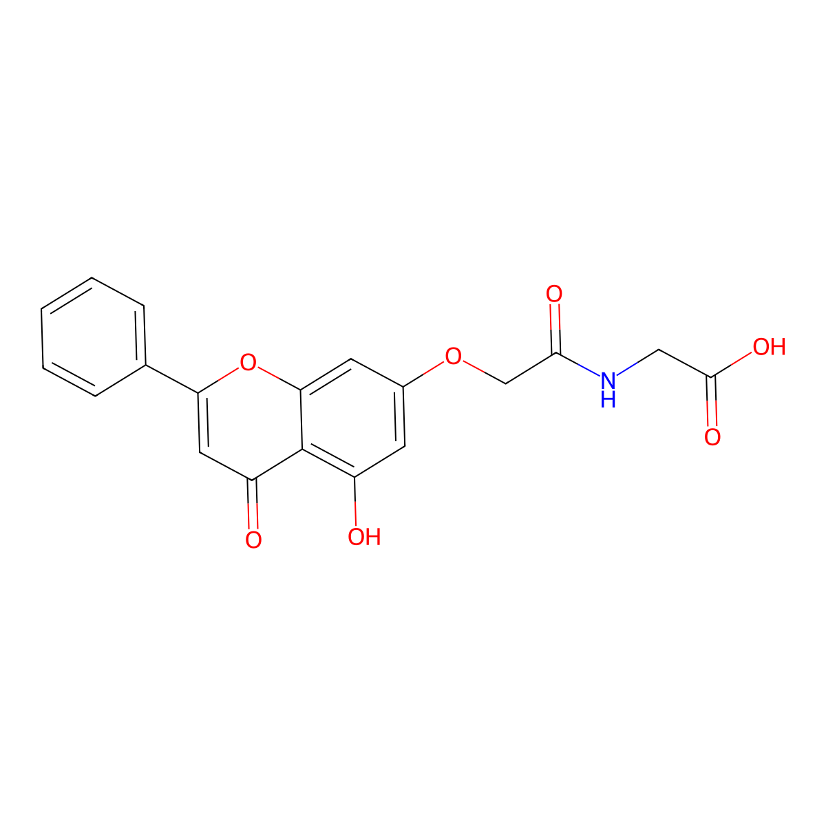 N-{[(5-hydroxy-4-oxo-2-phenyl-4H-chromen-7-yl)oxy]acetyl}glycine molecular structure, CAS 1010911-02-0