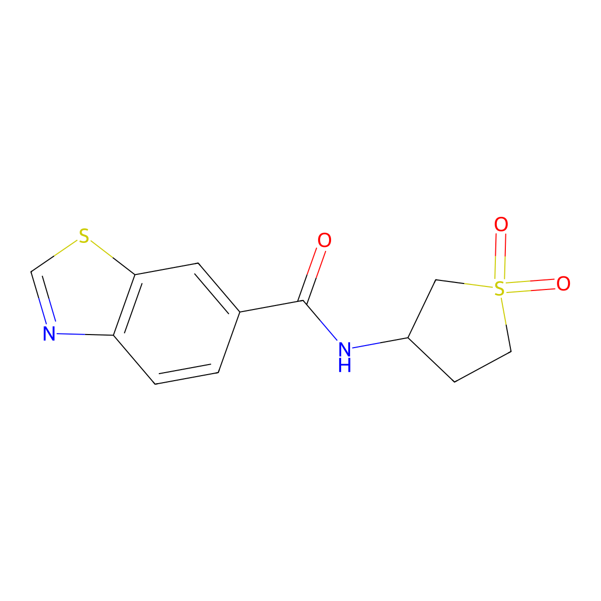 N-(1,1-dioxidotetrahydrothiophen-3-yl)-1,3-benzothiazole-6-carboxamide molecular structure, CAS 1010911-11-1