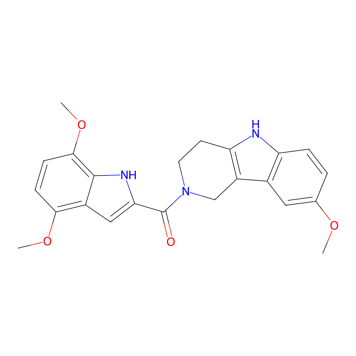 (4,7-dimethoxy-1H-indol-2-yl)(8-methoxy-1,3,4,5-tetrahydro-2H-pyrido[4,3-b]indol-2-yl)methanone molecular structure, CAS 1010911-14-4