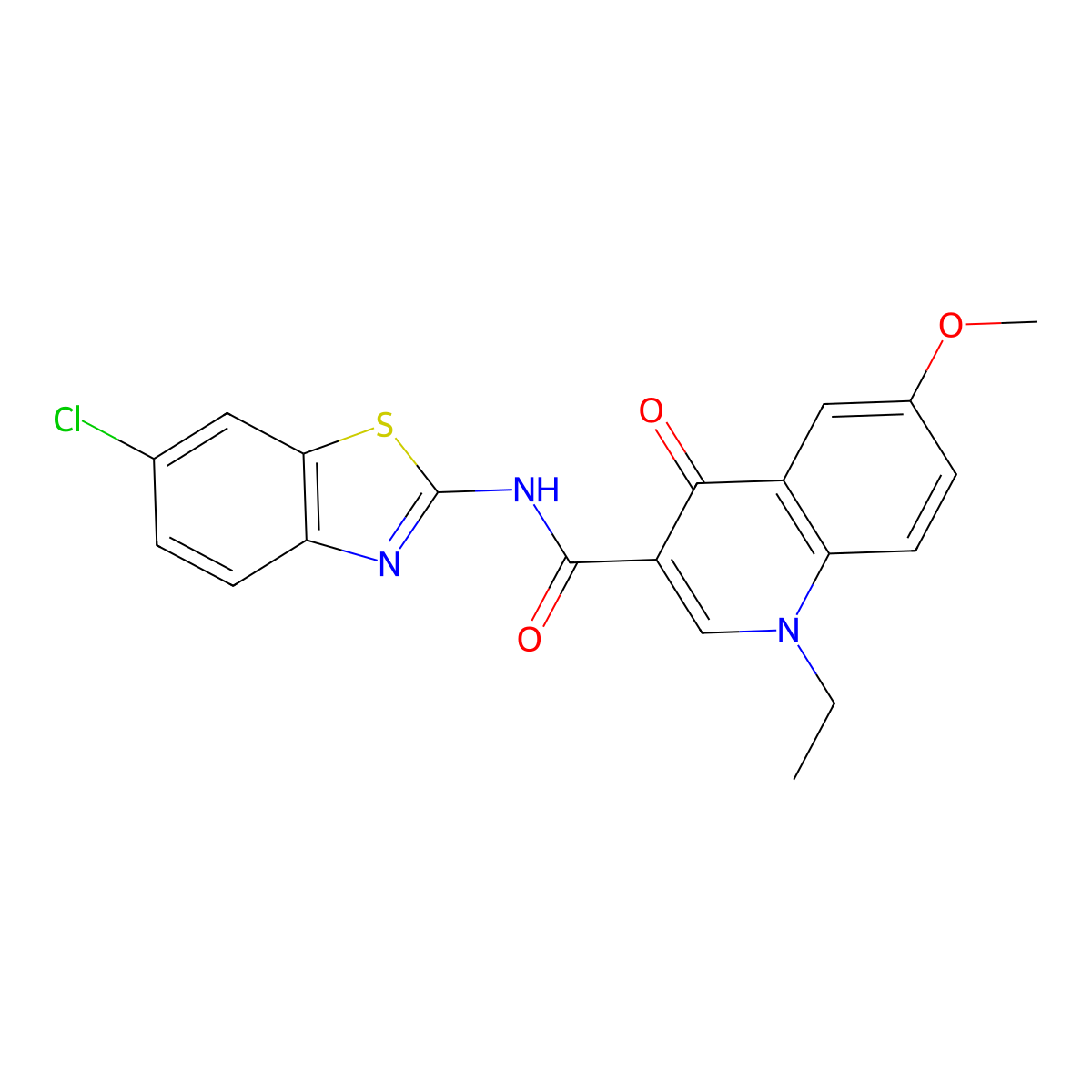 N-[(2Z)-6-chloro-1,3-benzothiazol-2(3H)-ylidene]-1-ethyl-6-methoxy-4-oxo-1,4-dihydroquinoline-3-carboxamide molecular structure, CAS 1010911-25-7
