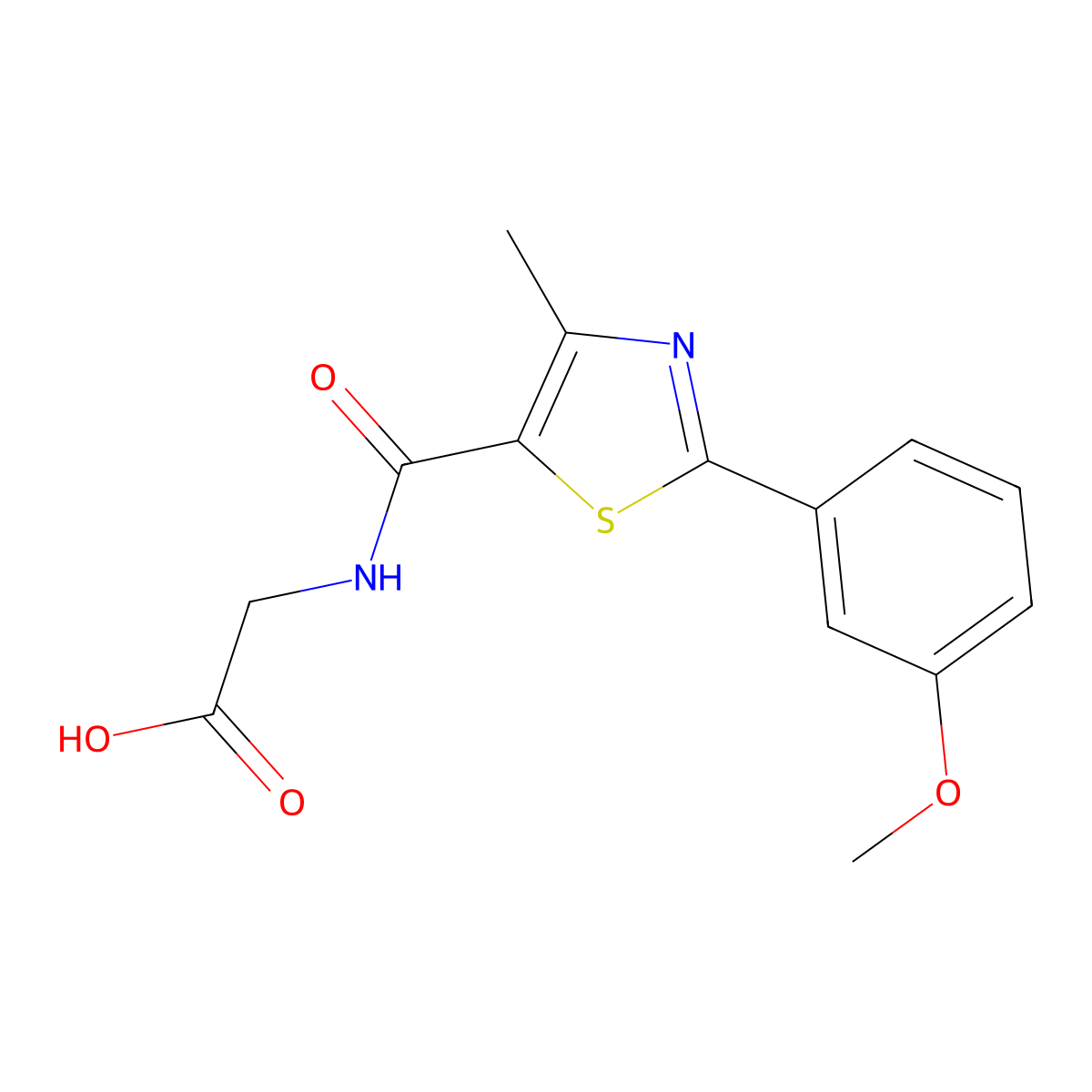 N-{[2-(3-methoxyphenyl)-4-methyl-1,3-thiazol-5-yl]carbonyl}glycine molecular structure, CAS 1010911-28-0
