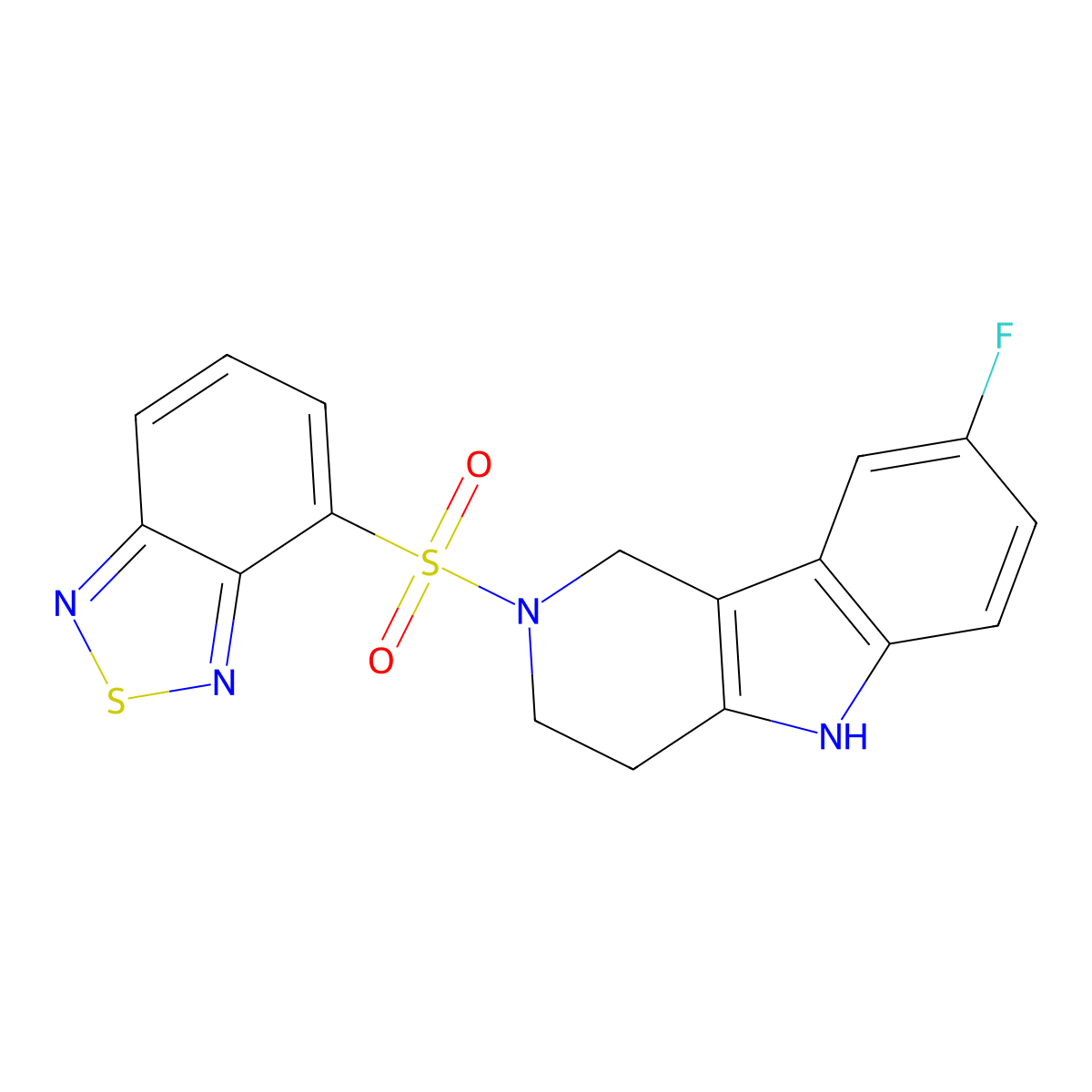2-(2,1,3-benzothiadiazol-4-ylsulfonyl)-8-fluoro-2,3,4,5-tetrahydro-1H-pyrido[4,3-b]indole molecular structure, CAS 1010911-33-7