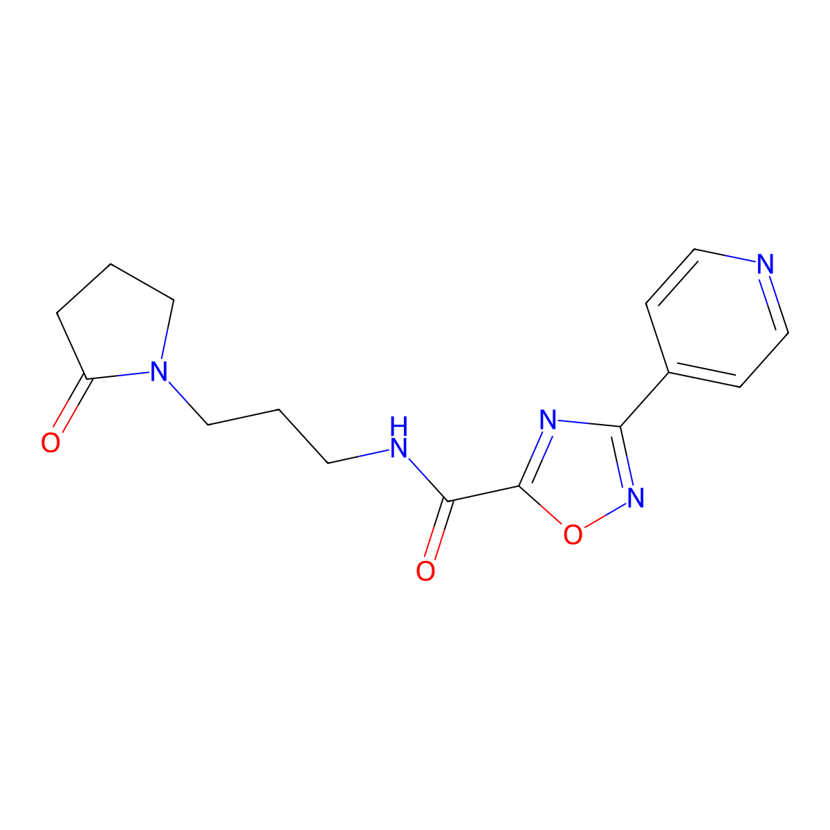 N-(3-(2-Oxo-1-pyrrolidinyl)propyl)-3-(4-pyridinyl)-1,2,4-oxadiazole-5-carboxamide molecular structure, CAS 1010911-59-7