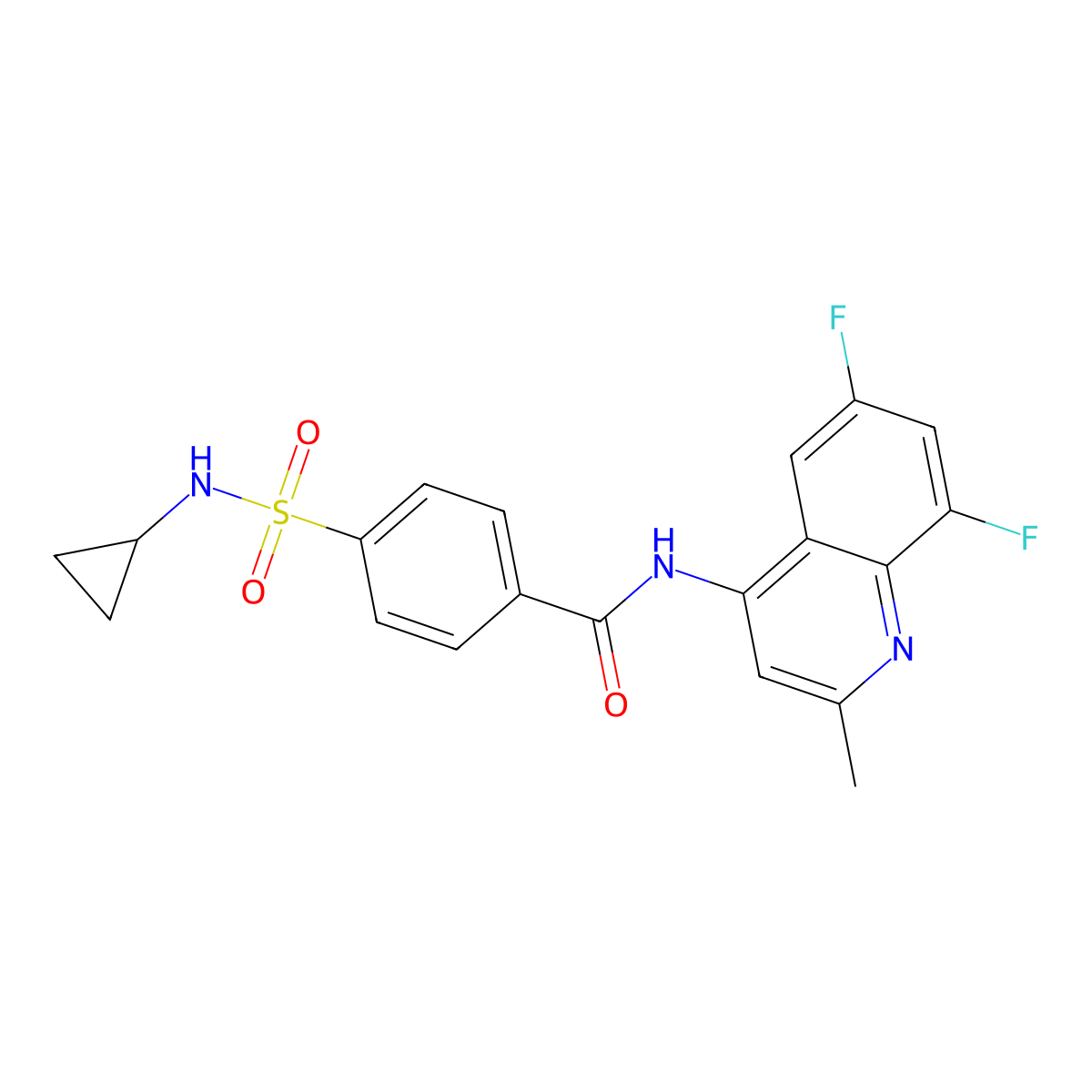 4-(cyclopropylsulfamoyl)-N-(6,8-difluoro-2-methylquinolin-4-yl)benzamide molecular structure, CAS 1010911-60-0