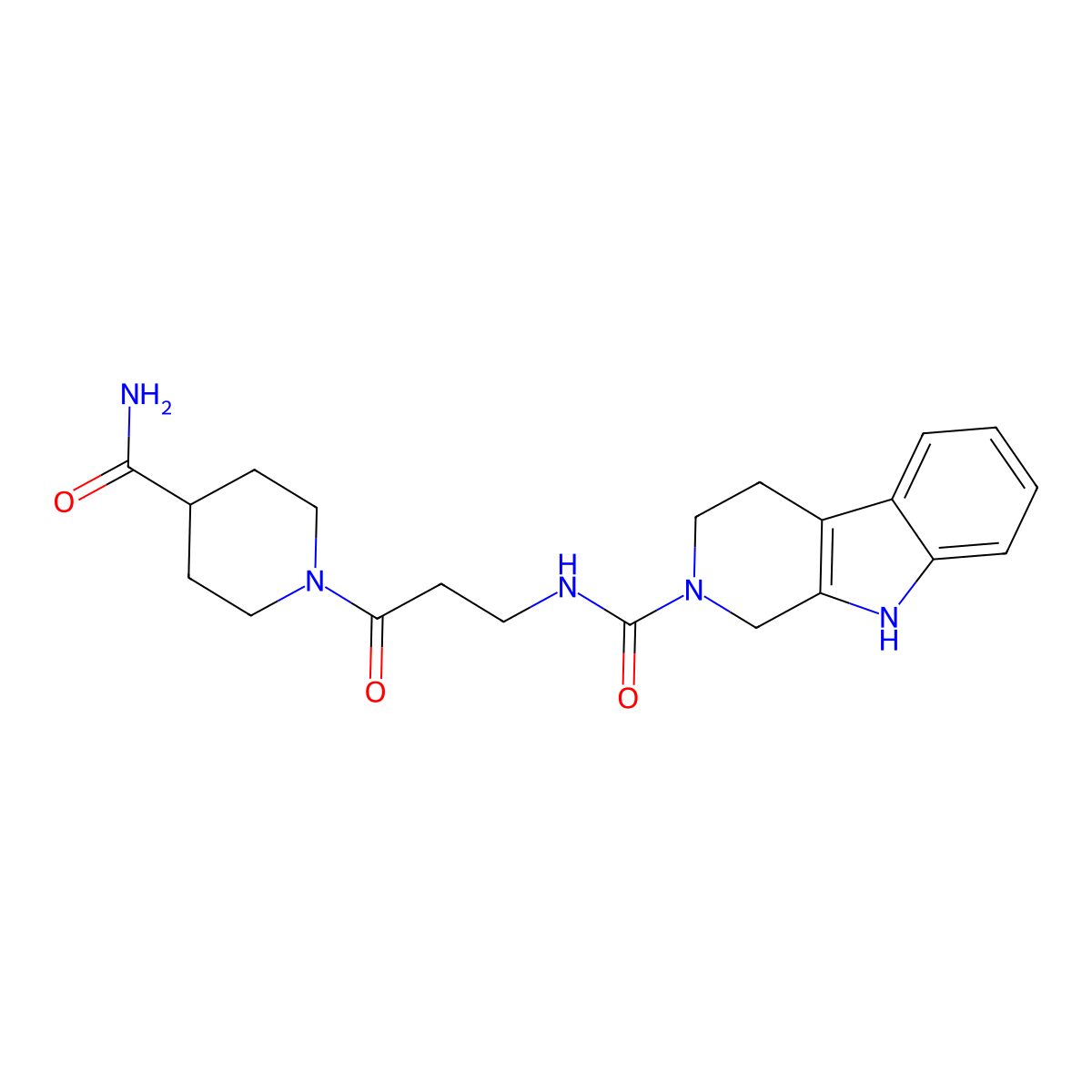 N-[3-(4-carbamoylpiperidin-1-yl)-3-oxopropyl]-1,3,4,9-tetrahydro-2H-beta-carboline-2-carboxamide molecular structure, CAS 1010911-61-1