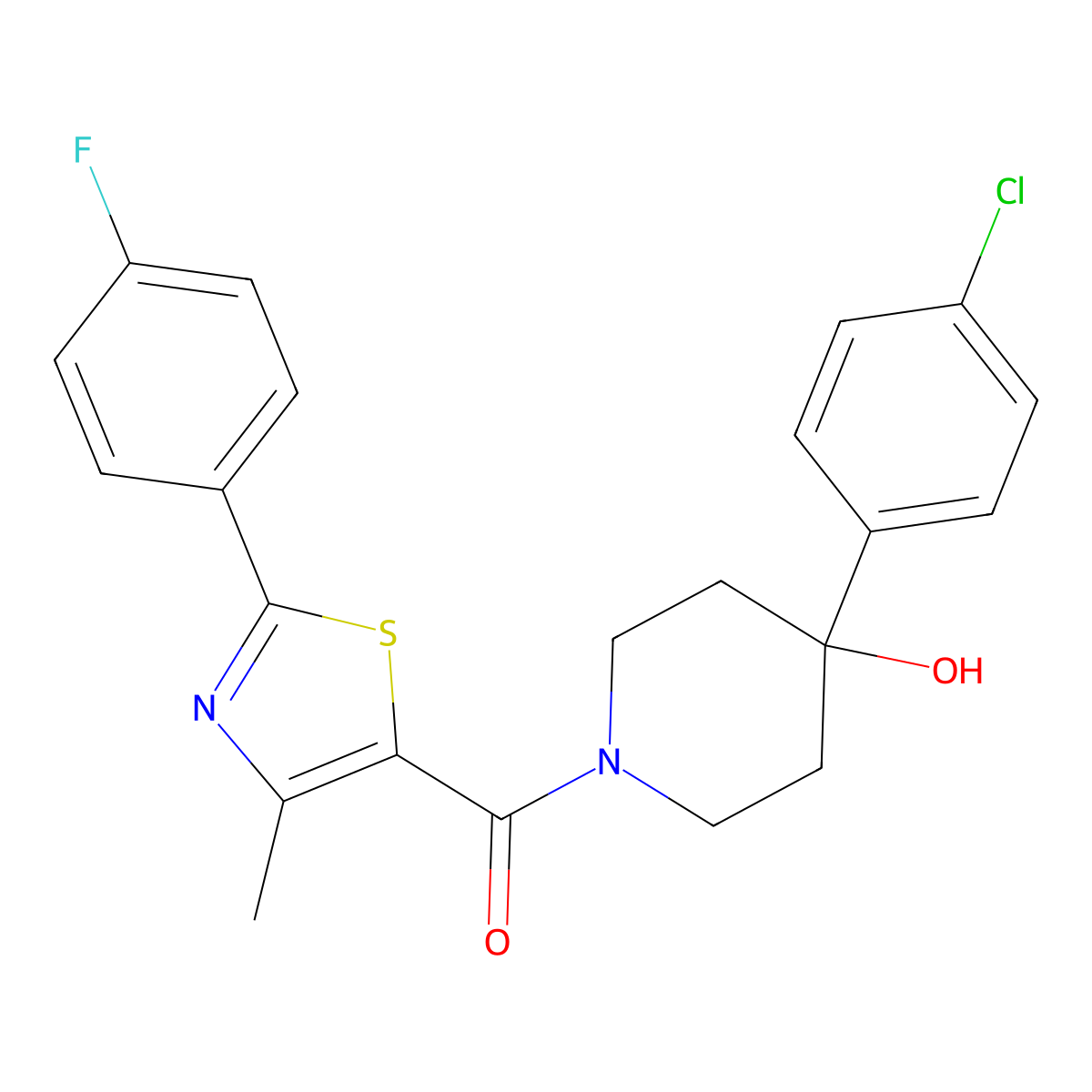 [4-(4-Chlorophenyl)-4-hydroxypiperidino][2-(4-fluorophenyl)-4-methyl-1,3-thiazol-5-yl]methanone molecular structure, CAS 1010911-71-3