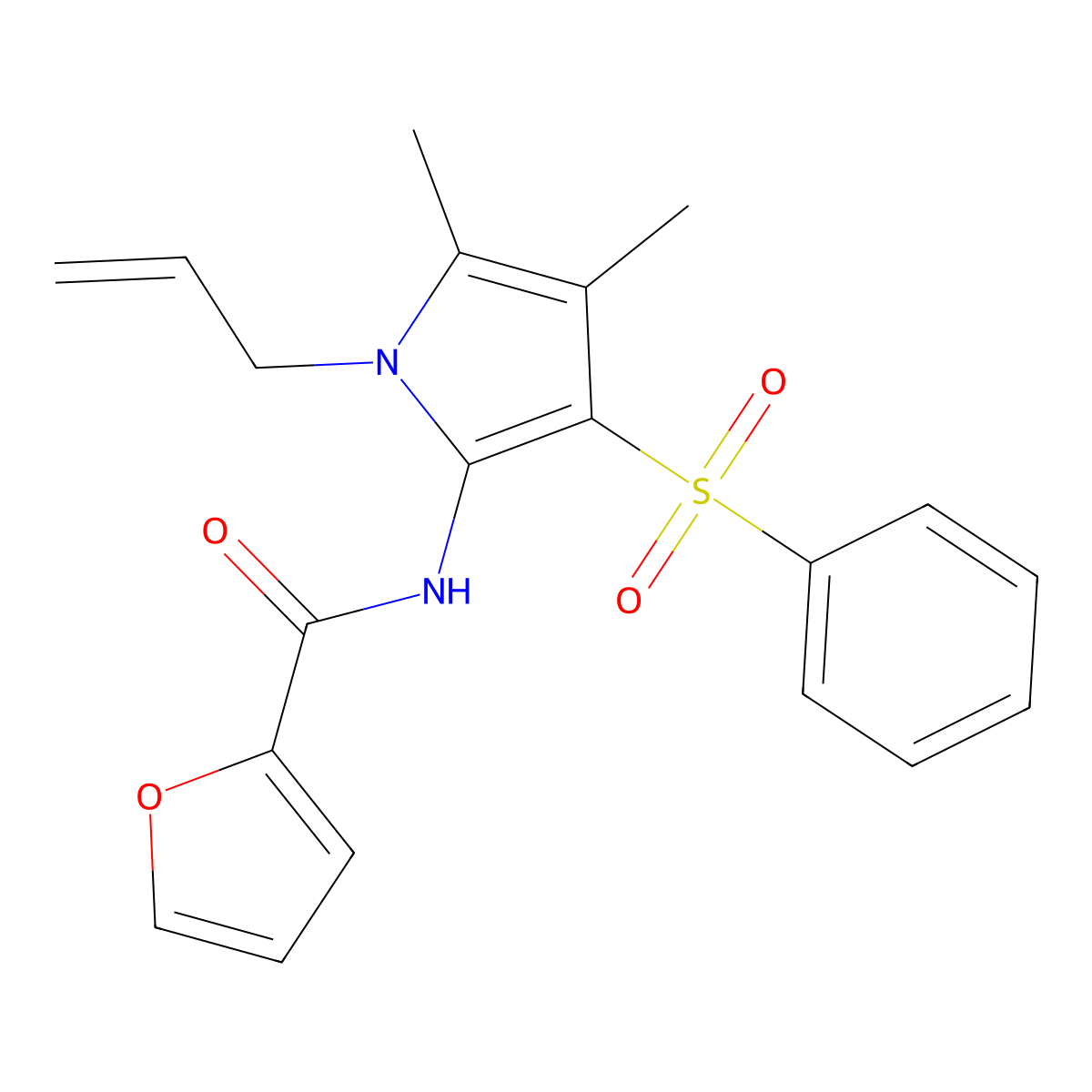 N-[4,5-dimethyl-3-(phenylsulfonyl)-1-(prop-2-en-1-yl)-1H-pyrrol-2-yl]furan-2-carboxamide molecular structure, CAS 1010911-74-6