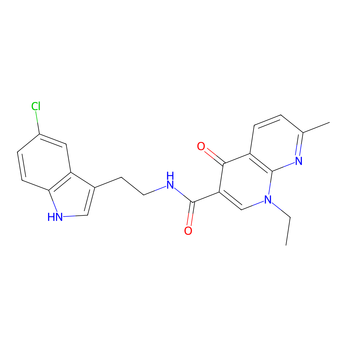 N-[2-(5-chloro-1H-indol-3-yl)ethyl]-1-ethyl-7-methyl-4-oxo-1,4-dihydro-1,8-naphthyridine-3-carboxamide molecular structure, CAS 1010911-86-0