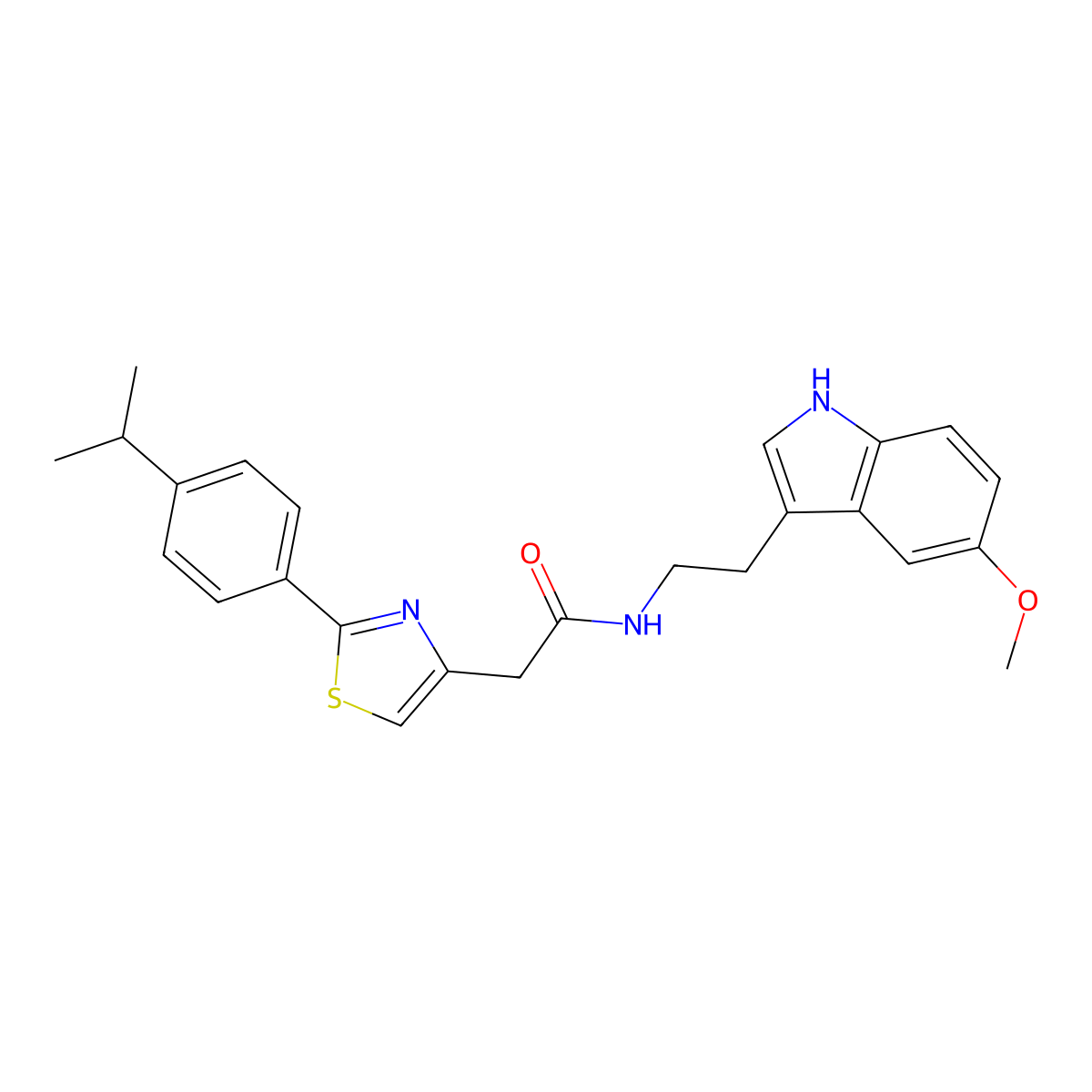 2-[2-(4-isopropylphenyl)-1,3-thiazol-4-yl]-N-[2-(5-methoxy-1H-indol-3-yl)ethyl]acetamide molecular structure, CAS 1010911-87-1