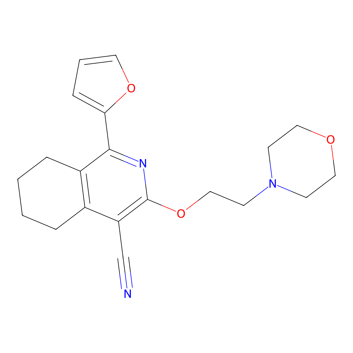 1-(Furan-2-yl)-3-(2-morpholinoethoxy)-5,6,7,8-tetrahydroisoquinoline-4-carbonitrile molecular structure, CAS 1010912-07-8