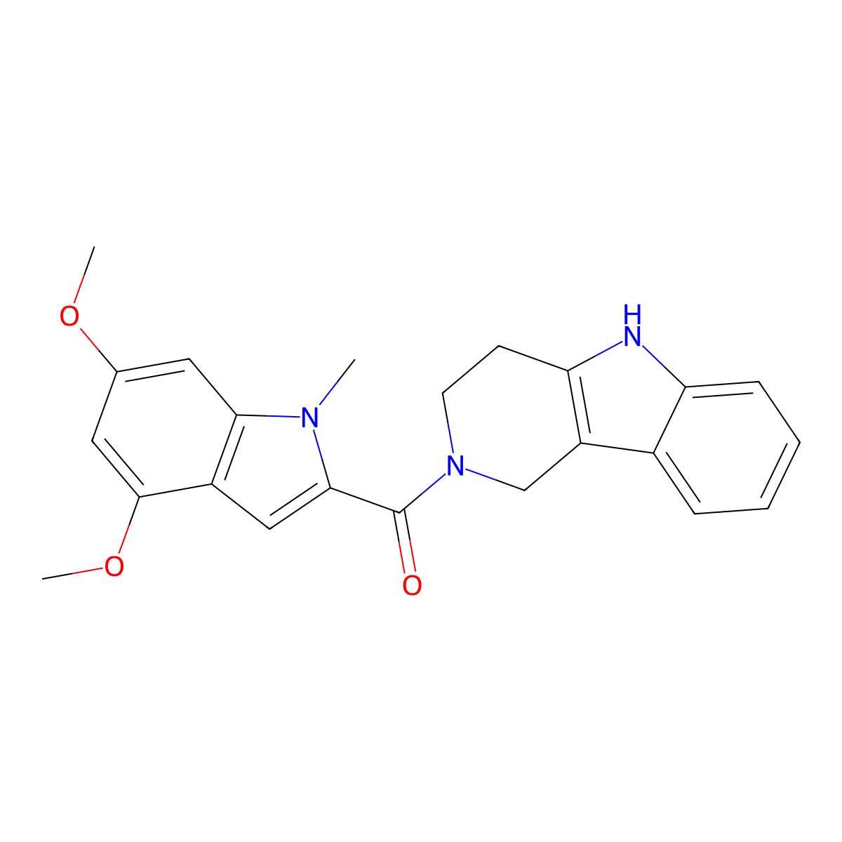 (4,6-dimethoxy-1-methyl-1H-indol-2-yl)(1,3,4,5-tetrahydro-2H-pyrido[4,3-b]indol-2-yl)methanone molecular structure, CAS 1010912-09-0
