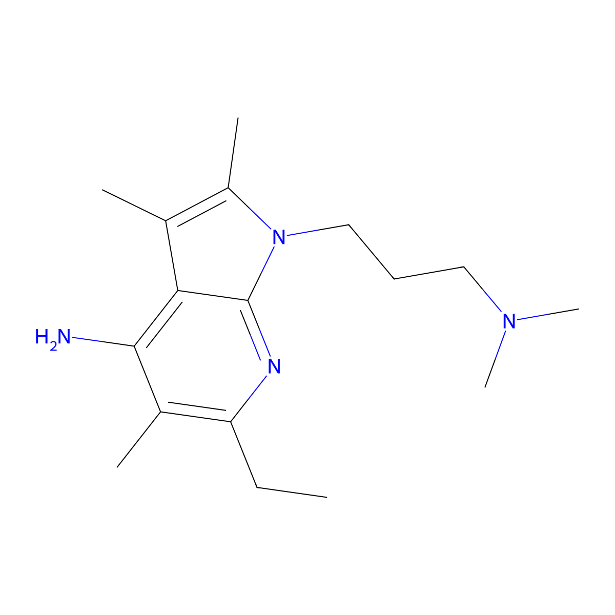 1-[3-(dimethylamino)propyl]-6-ethyl-2,3,5-trimethyl-1H-pyrrolo[2,3-b]pyridin-4-amine molecular structure, CAS 1010912-23-8