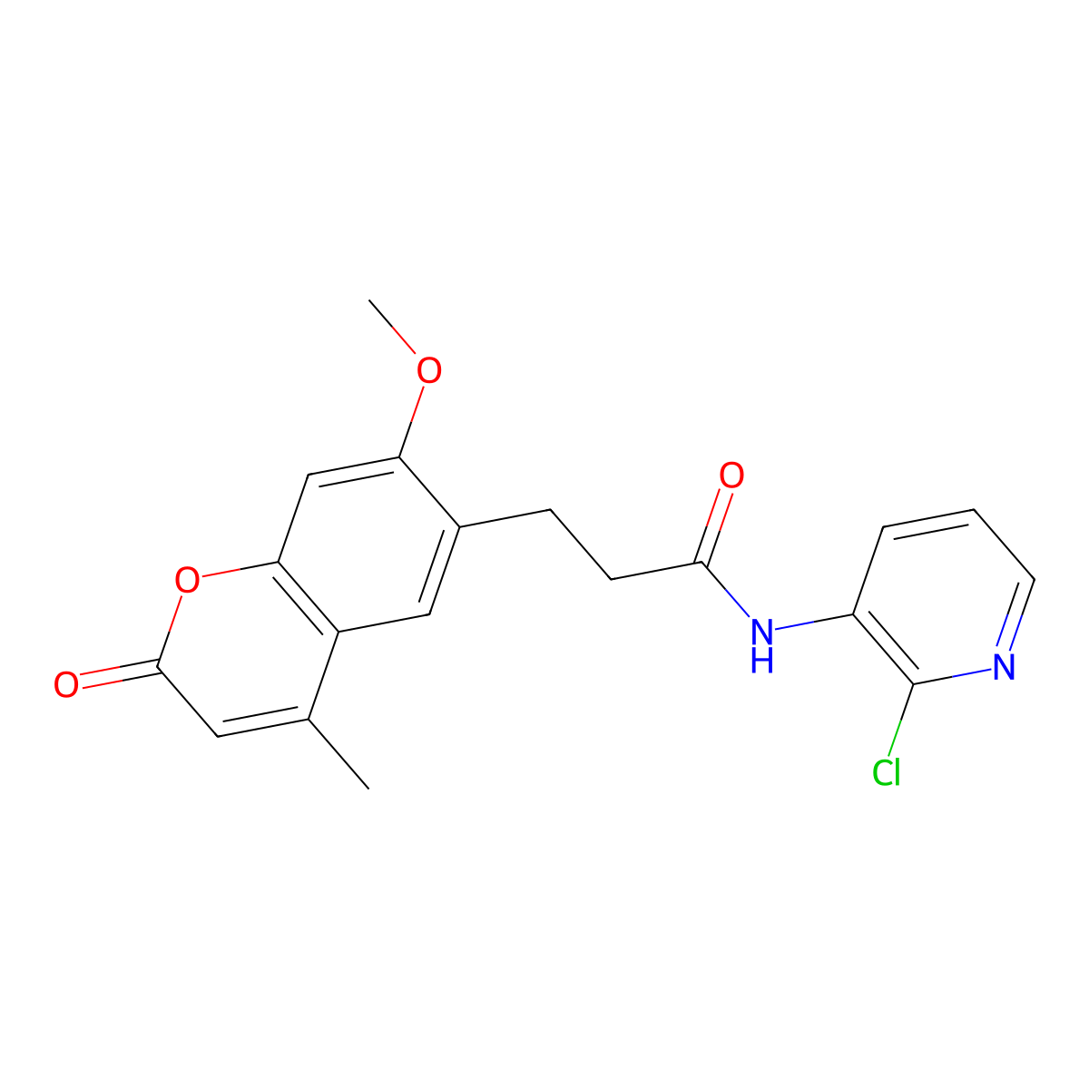 N-(2-chloropyridin-3-yl)-3-(7-methoxy-4-methyl-2-oxo-2H-chromen-6-yl)propanamide molecular structure, CAS 1010912-24-9