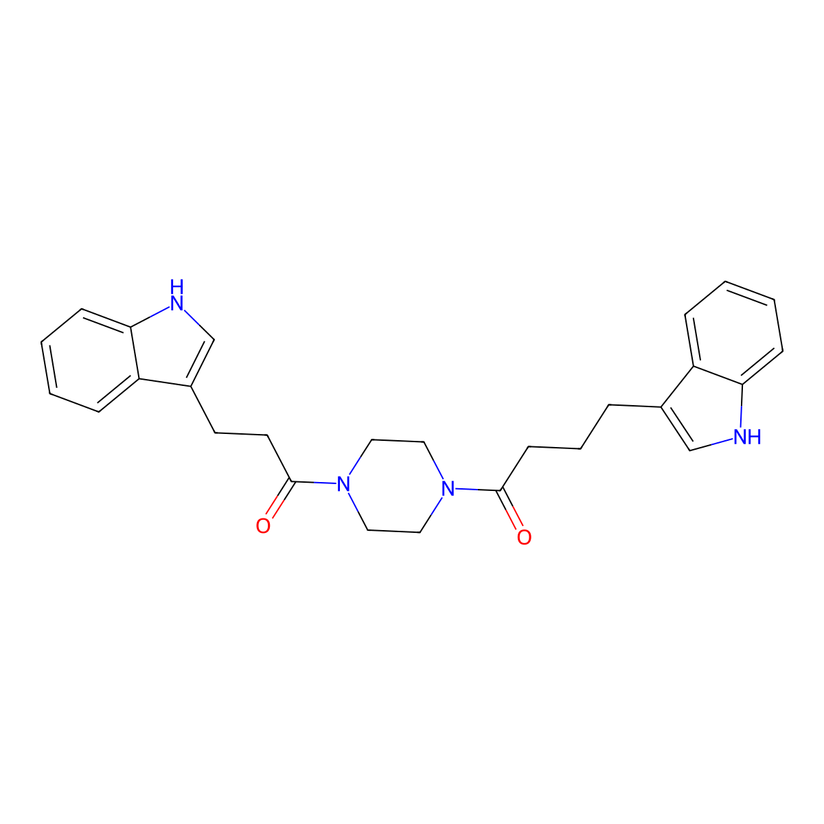 4-(1H-indol-3-yl)-1-{4-[3-(1H-indol-3-yl)propanoyl]piperazin-1-yl}butan-1-one molecular structure, CAS 1010912-25-0