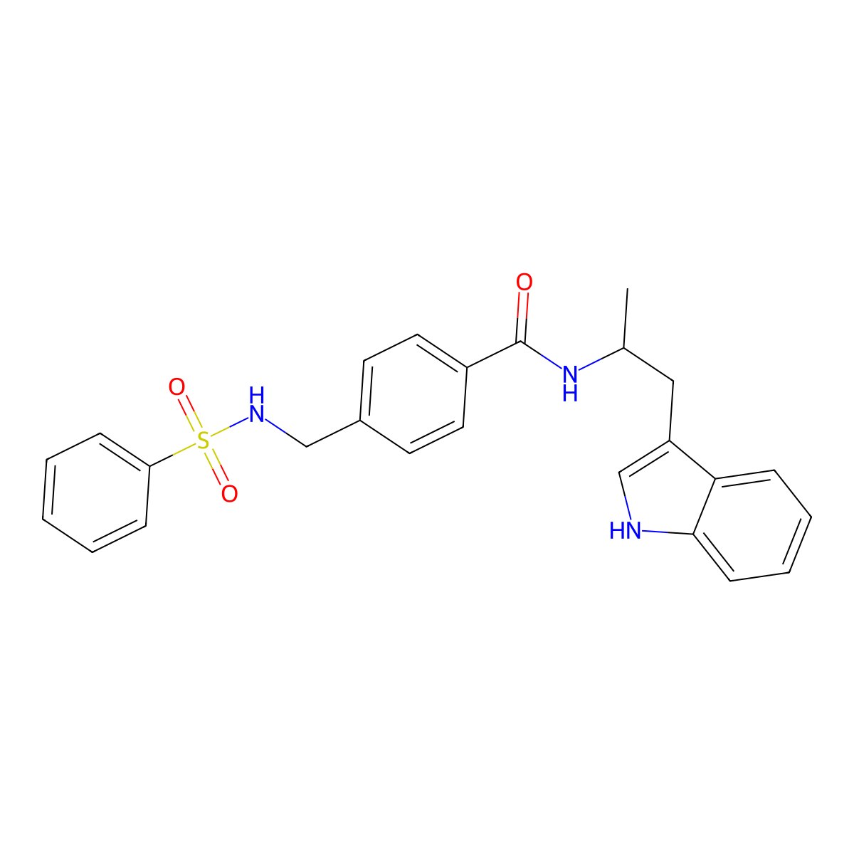 N-[1-(1H-indol-3-yl)propan-2-yl]-4-{[(phenylsulfonyl)amino]methyl}benzamide molecular structure, CAS 1010912-44-3