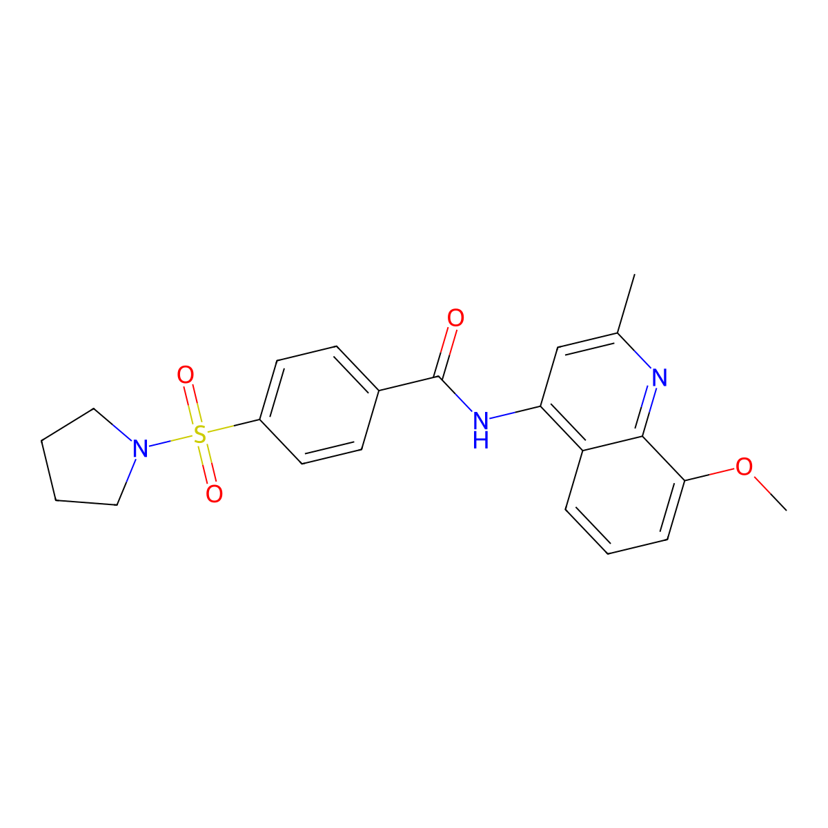 N-(8-methoxy-2-methylquinolin-4-yl)-4-(pyrrolidin-1-ylsulfonyl)benzamide molecular structure, CAS 1010912-45-4