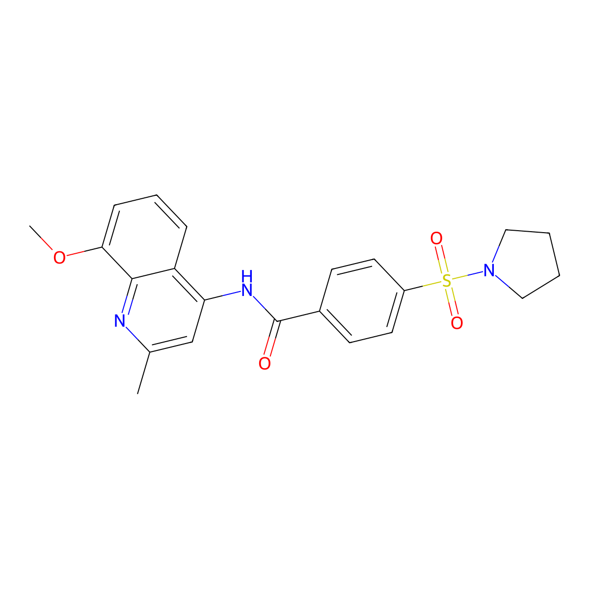 N-(8-methoxy-2-methylquinolin-4-yl)-4-(pyrrolidin-1-ylsulfonyl)benzamide molecular structure, CAS 1010912-45-4