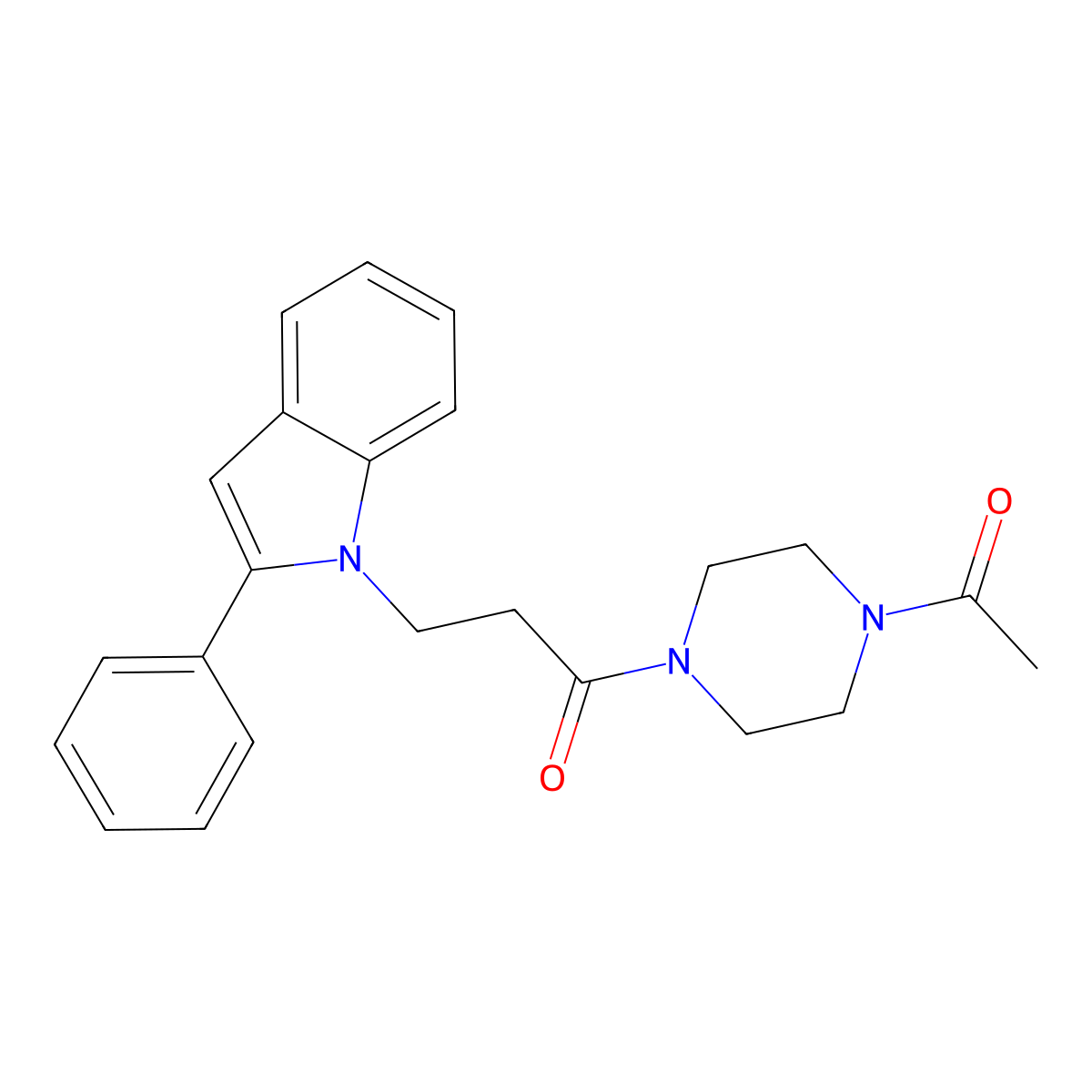 1-(4-acetylpiperazin-1-yl)-3-(2-phenyl-1H-indol-1-yl)propan-1-one molecular structure, CAS 1010912-46-5