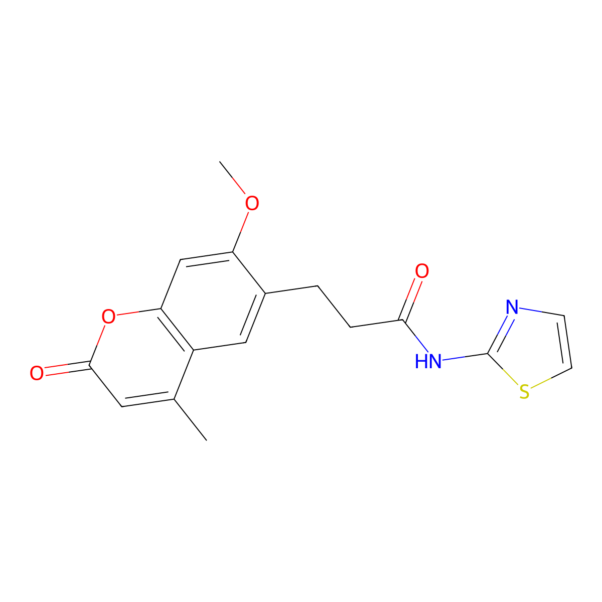 3-(7-methoxy-4-methyl-2-oxo-2H-chromen-6-yl)-N-(1,3-thiazol-2-yl)propanamide molecular structure, CAS 1010912-99-8