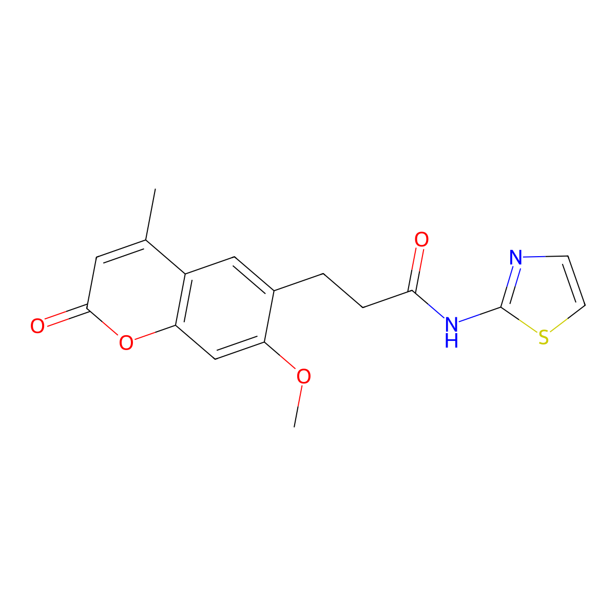 3-(7-methoxy-4-methyl-2-oxo-2H-chromen-6-yl)-N-(1,3-thiazol-2-yl)propanamide molecular structure, CAS 1010912-99-8