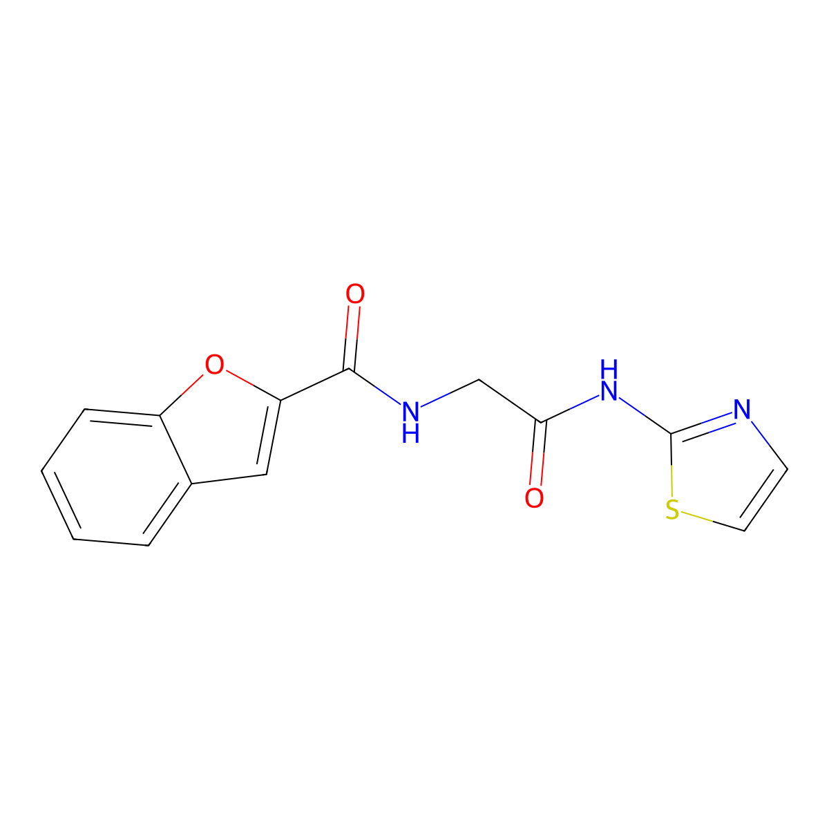 N-[2-oxo-2-(1,3-thiazol-2-ylamino)ethyl]-1-benzofuran-2-carboxamide molecular structure, CAS 1010913-02-6