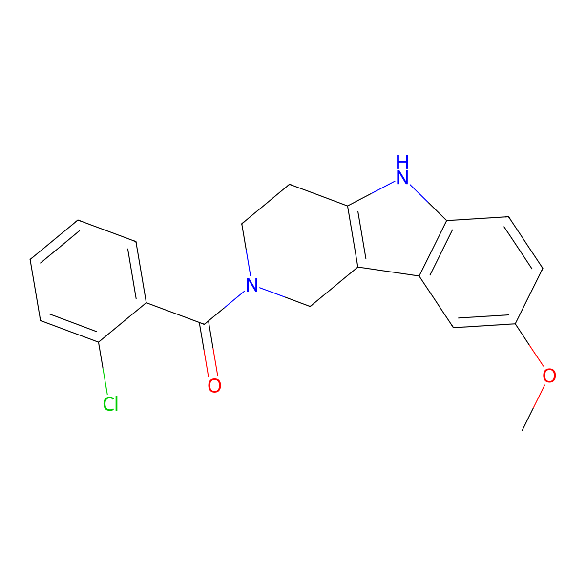 (2-chlorophenyl)(8-methoxy-1,3,4,5-tetrahydro-2H-pyrido[4,3-b]indol-2-yl)methanone molecular structure, CAS 1010913-05-9