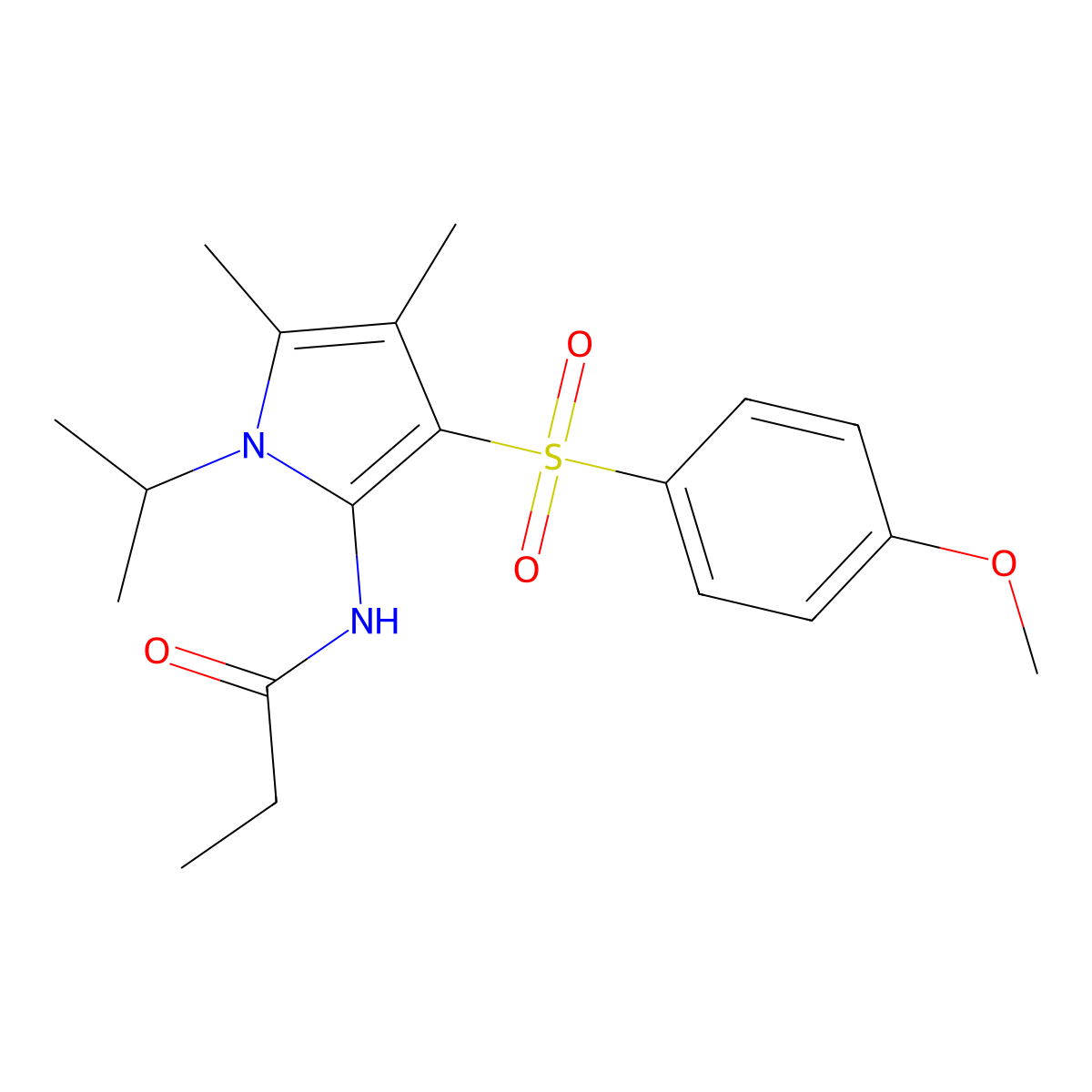 N-{3-[(4-methoxyphenyl)sulfonyl]-4,5-dimethyl-1-(propan-2-yl)-1H-pyrrol-2-yl}propanamide molecular structure, CAS 1010913-08-2
