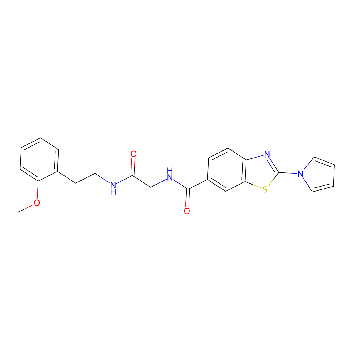 N-(2-{[2-(2-methoxyphenyl)ethyl]amino}-2-oxoethyl)-2-(1H-pyrrol-1-yl)-1,3-benzothiazole-6-carboxamide molecular structure, CAS 1010913-21-9