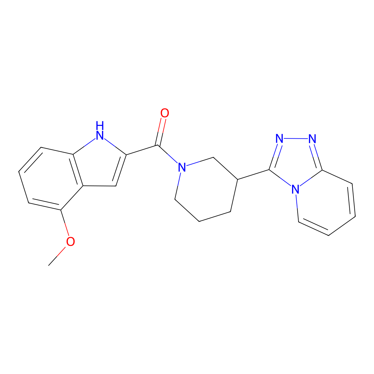 (4-methoxy-1H-indol-2-yl)[3-([1,2,4]triazolo[4,3-a]pyridin-3-yl)piperidin-1-yl]methanone molecular structure, CAS 1010913-25-3