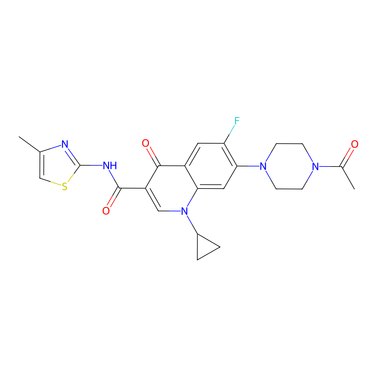 7-(4-acetylpiperazin-1-yl)-1-cyclopropyl-6-fluoro-N-[(2Z)-4-methyl-1,3-thiazol-2(3H)-ylidene]-4-oxo-1,4-dihydroquinoline-3-carboxamide molecular structure, CAS 1010913-27-5