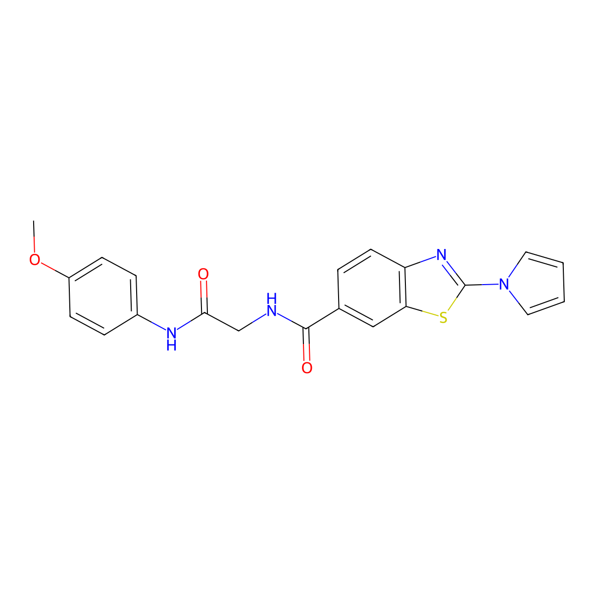 N-{2-[(4-methoxyphenyl)amino]-2-oxoethyl}-2-(1H-pyrrol-1-yl)-1,3-benzothiazole-6-carboxamide molecular structure, CAS 1010913-28-6