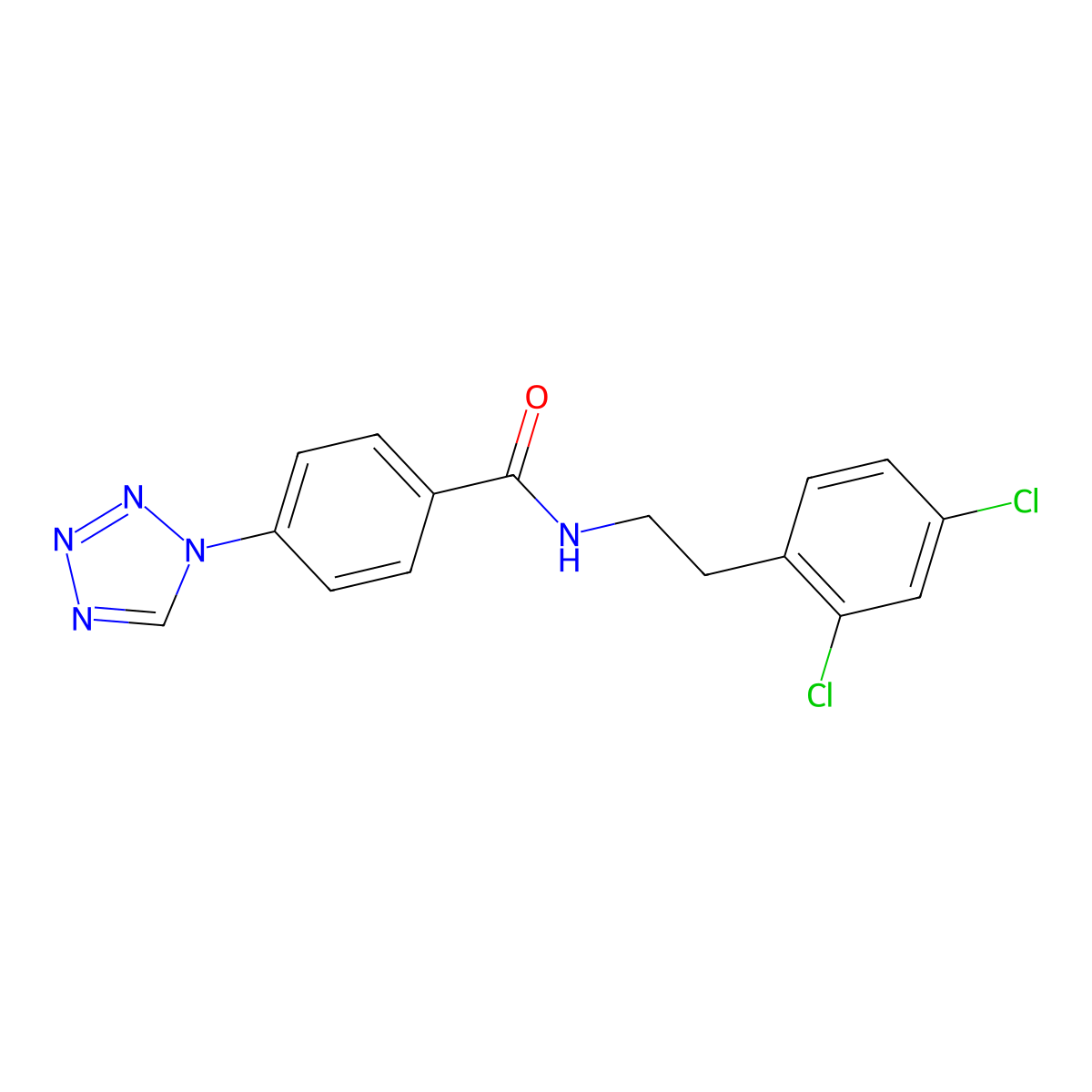 N-[2-(2,4-dichlorophenyl)ethyl]-4-(1H-tetrazol-1-yl)benzamide molecular structure, CAS 1010913-59-3