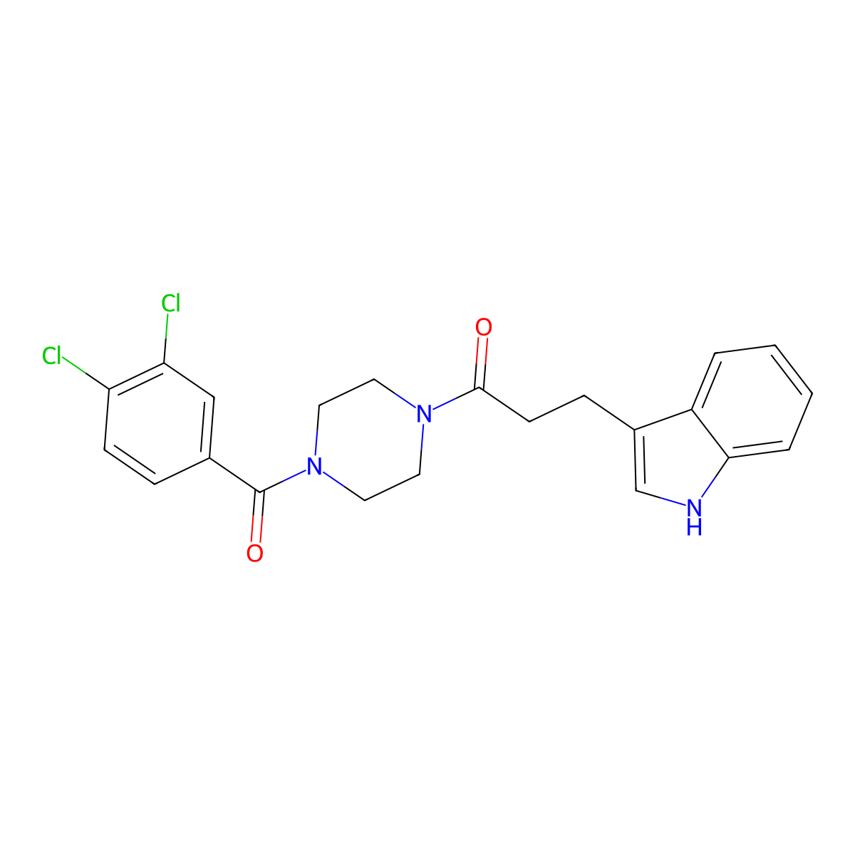 1-{4-[(3,4-dichlorophenyl)carbonyl]piperazin-1-yl}-3-(1H-indol-3-yl)propan-1-one molecular structure, CAS 1010913-61-7